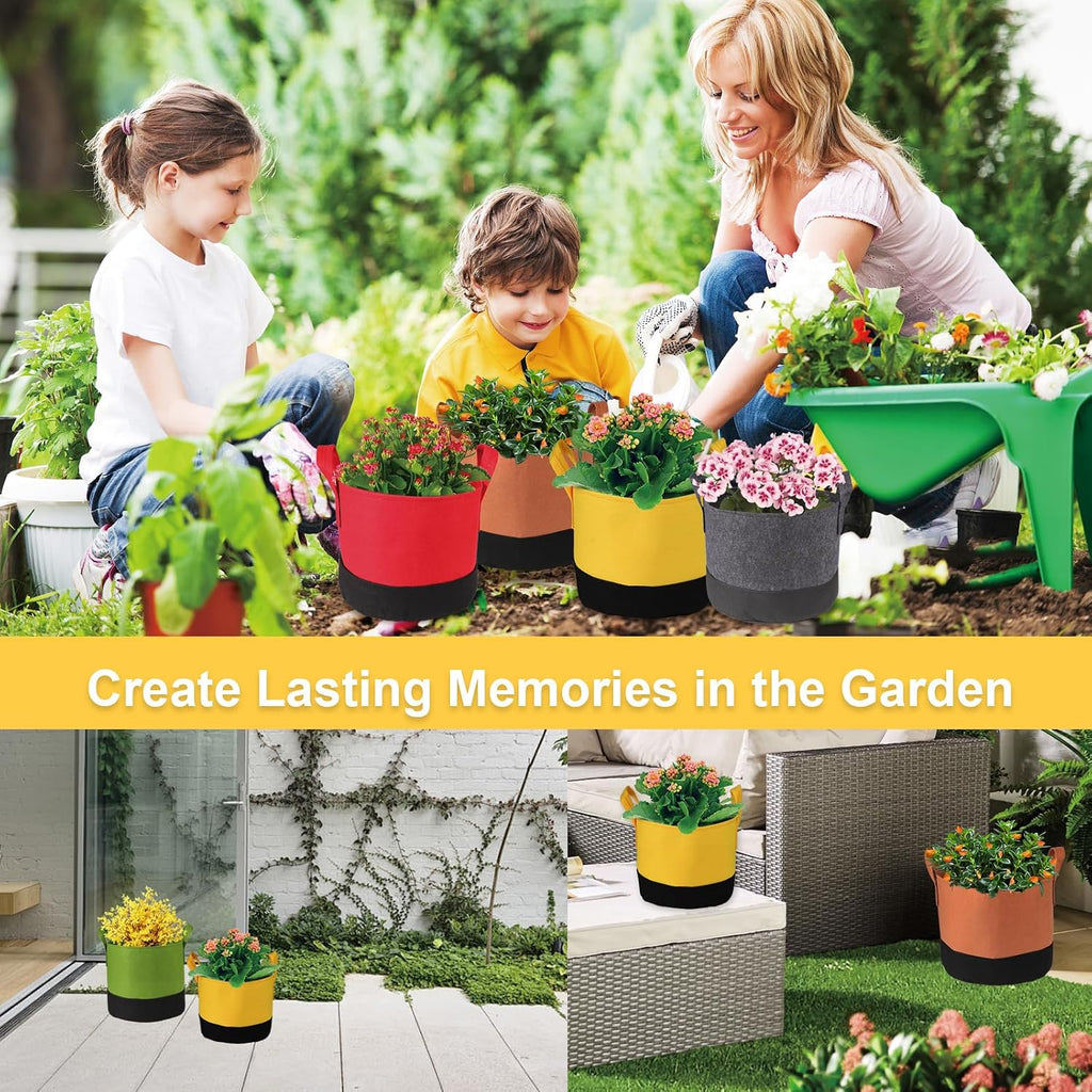 Grow Bags 10 Gallon,6 Pack Fabric Plant Pots with Handles Planter Bag for Outdoor Garden Planting Vegetables Flowers