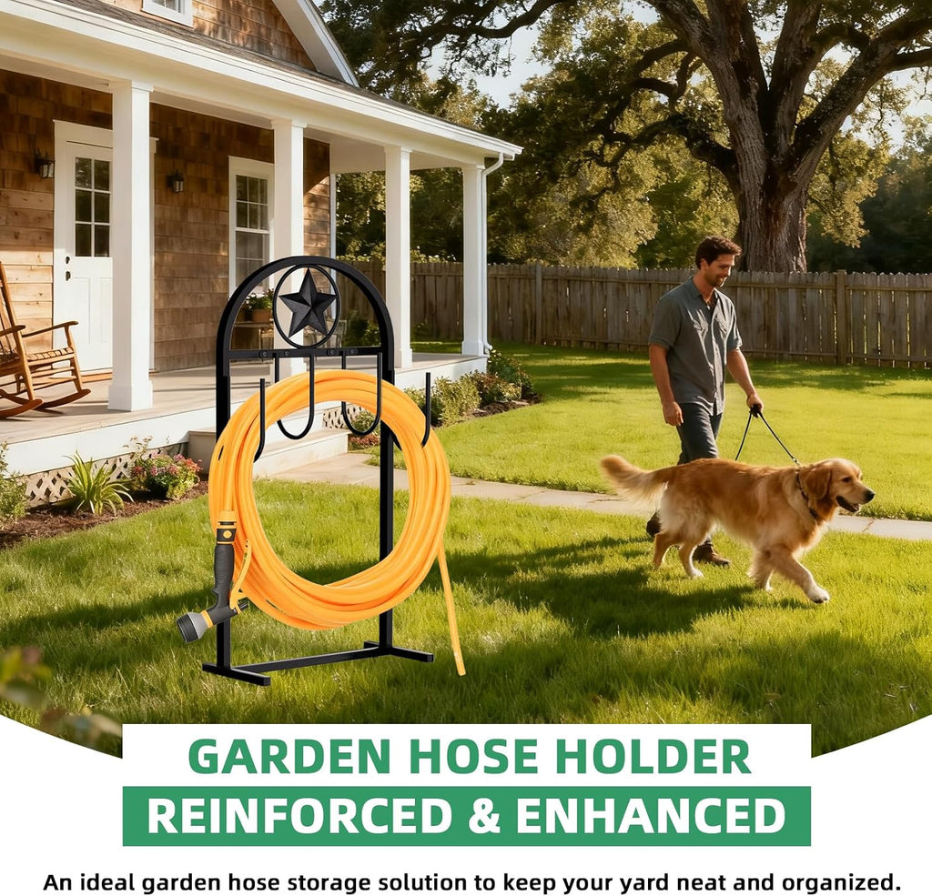 Garden Hose Holder,100ft Capacity Hose Reel,Star Style | Upgraded Metal for Stronger and Stable,Heavy Duty Water Hose