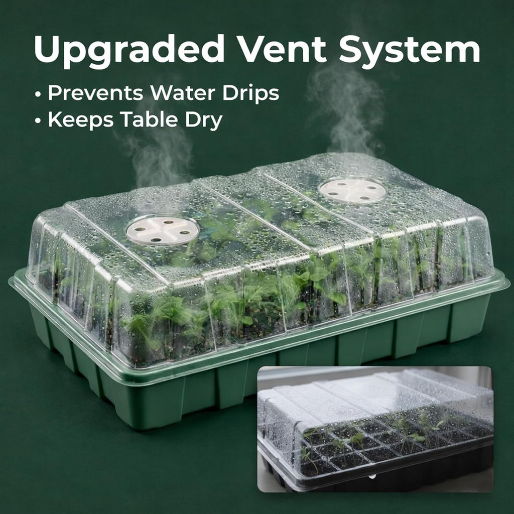 Gardzen 10 Pack 40 Cell BPA Free Seed Starter Tray Kit | Reusable Plant Germination Trays, Adjustable Vents, Sowing