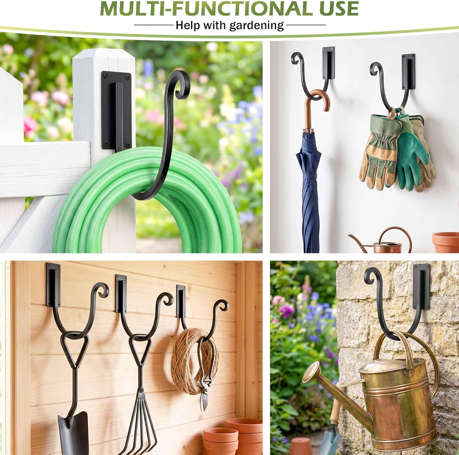 Garden Hose Holder Outside: 2 Pack Wall Mount Water Hose Holder - Heavy Duty Garden Water Hose Hanger for Outside Hose