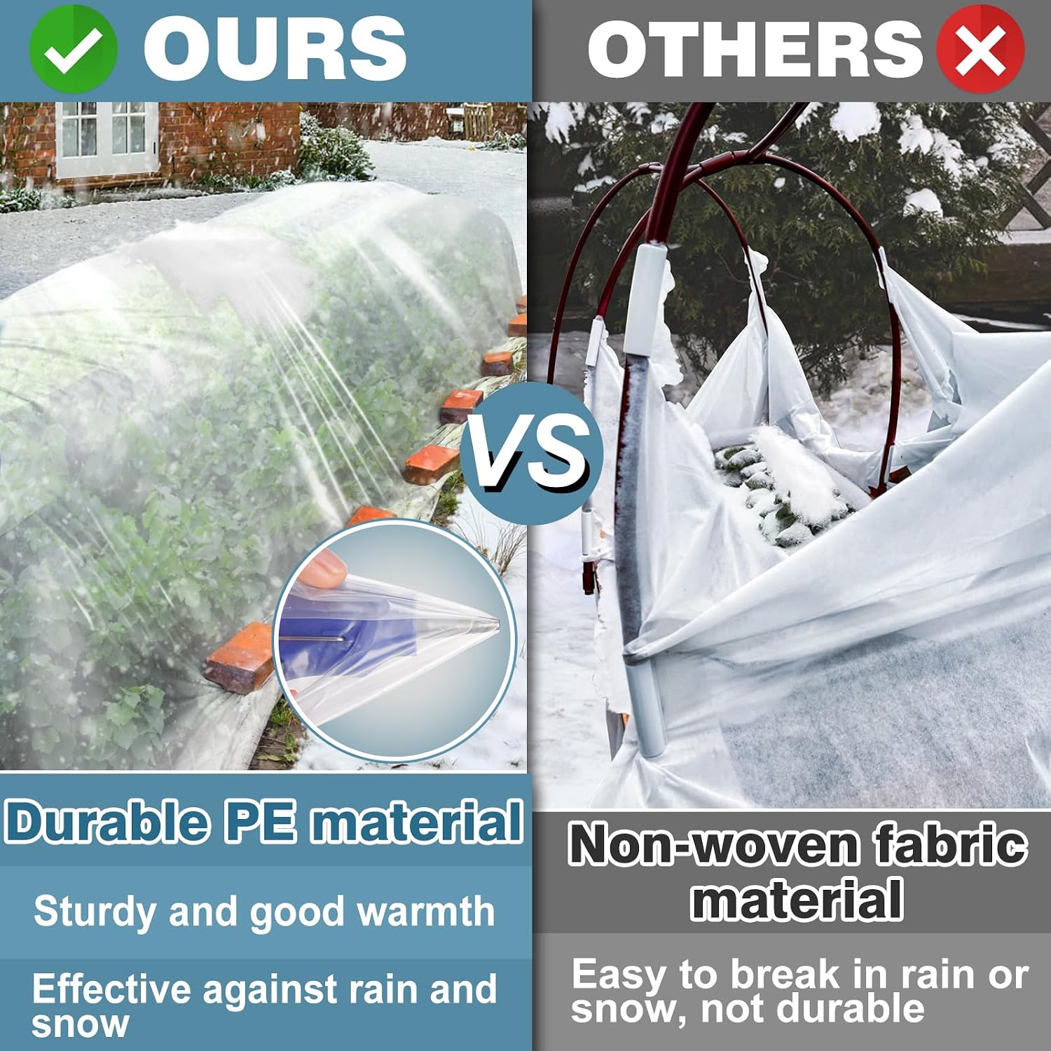 Greenhouse Cover Plastic Sheeting - 10 x 50 ft Plant Covers Freeze Protection, Frost Cloths for Outdoor Plants, Clear