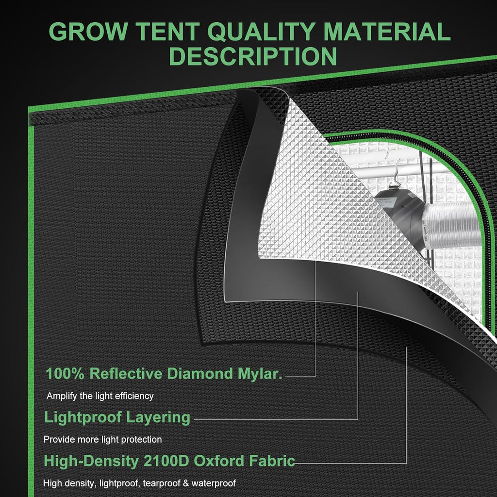 2x2 Grow Tent, 24"x24"x32" Double Transparent Viewing Door Indoor Grow Tent, Growing Tent with High Reflective Mylar &