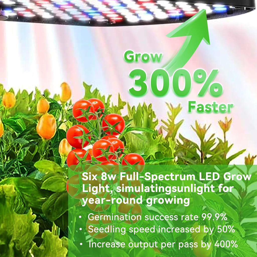 60 Pod Vertical Hydroponic System, Indoor Smart Garden | Full spectrum LED lights, auto water pump, 60 pod vertical