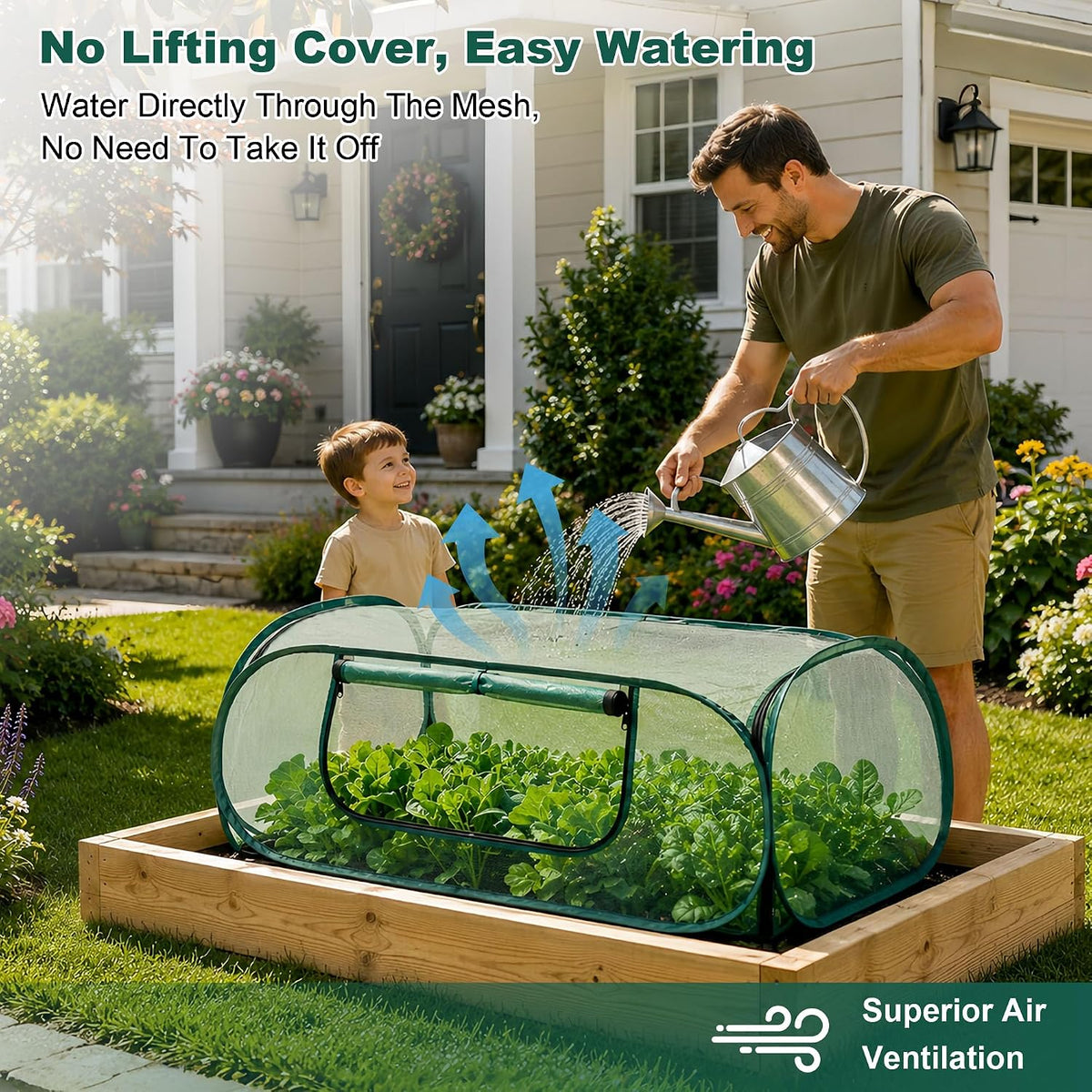 2Pack Garden Covers for Raised Beds, Pop-Up Mesh Plant Protect Covers, 30% Sunblock Plant Shade Tent, Crop Cage for