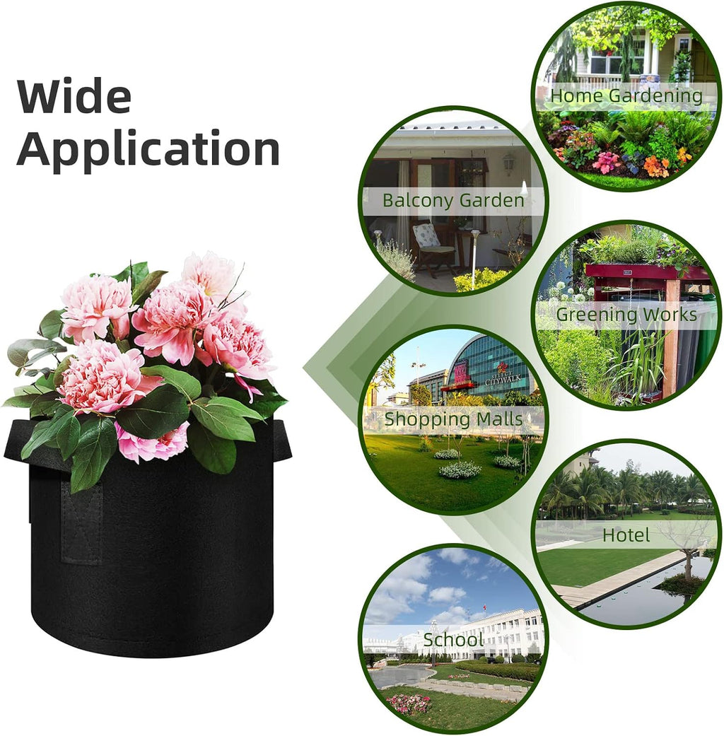 12-Pack 10 Gallon Plant Grow Bags, Thickened Nonwoven Fabric Pots with Handles, Vegetable Planter Bags Containers