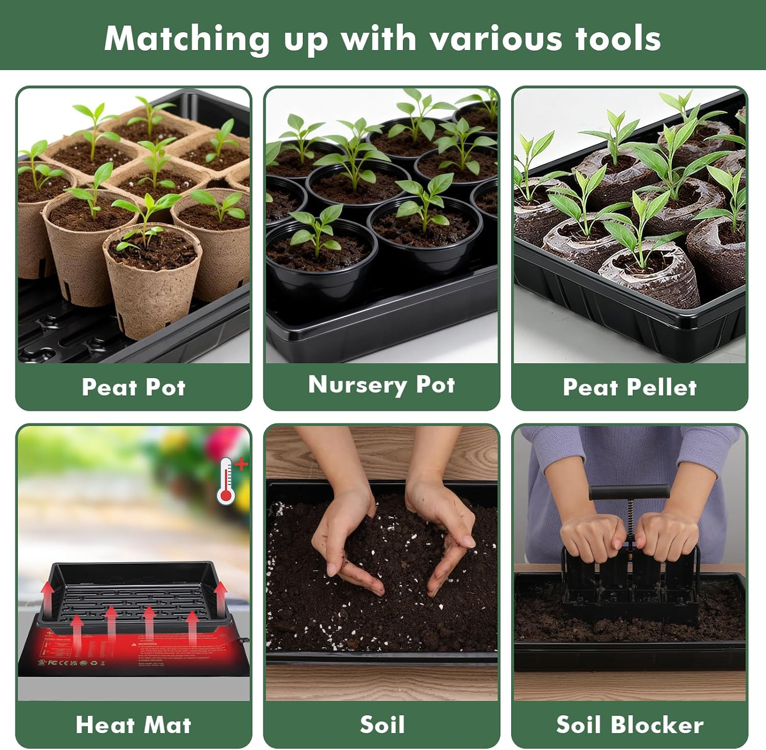 Sckee Upgraded 10 Pack Plant Growing Trays Seed Starting Tray Microgreens Growing Trays Seedling Plant Germination