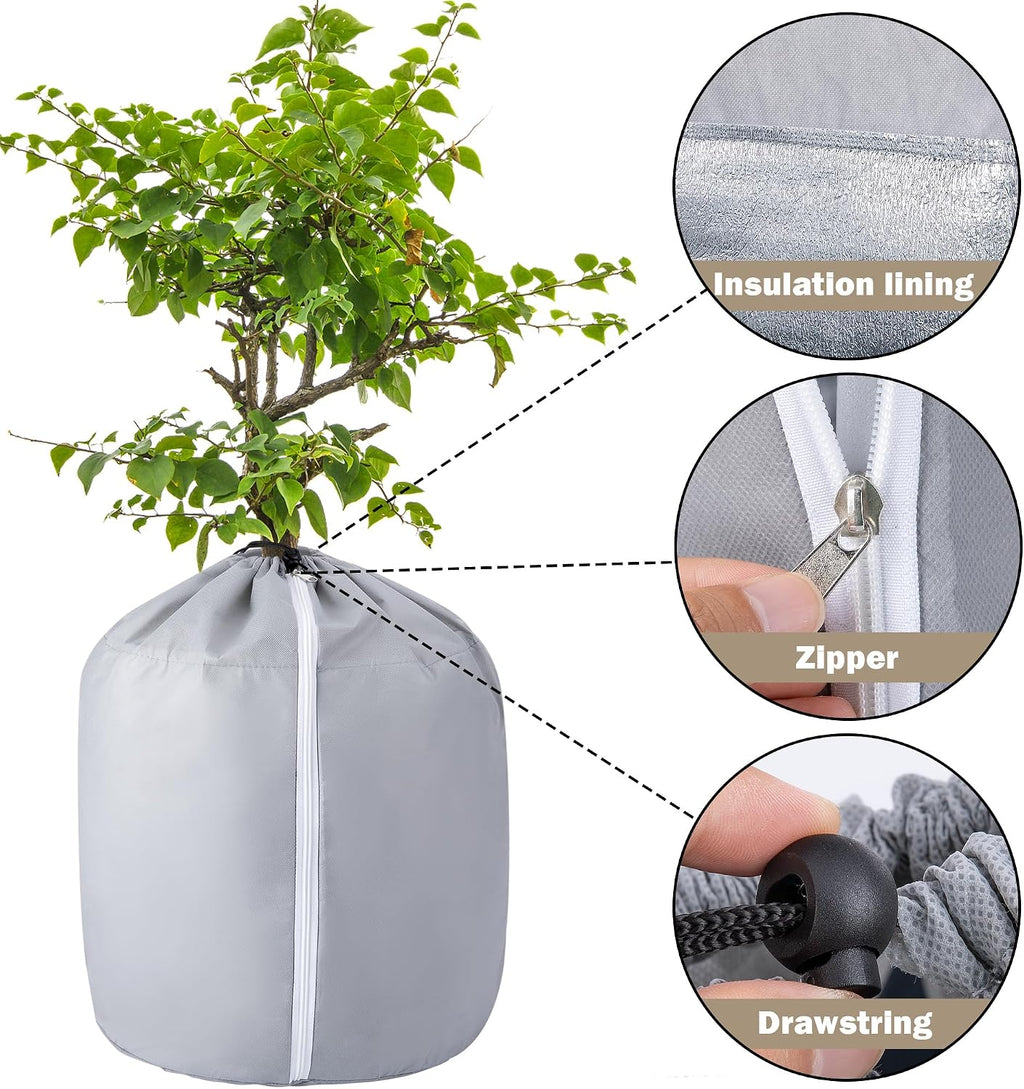 Tlswshsy 2PCS Plant Winter Protection Pot - 27.6" x 25.6" Flower Pot Protection Bag - Anti-Frost Winter Pot Plant Cover