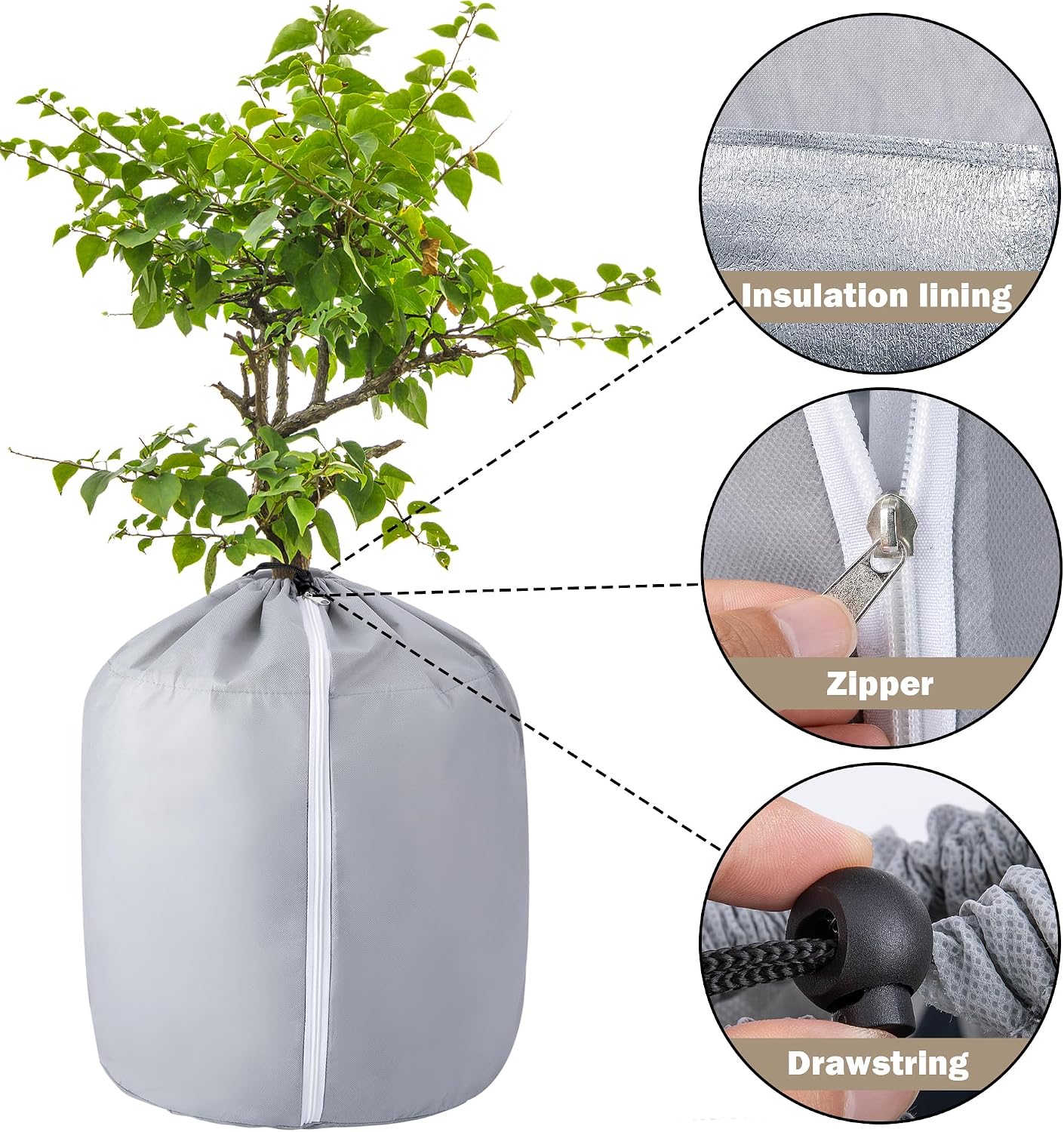 Tlswshsy 2PCS Plant Winter Protection Pot - 27.6" x 25.6" Flower Pot Protection Bag - Anti-Frost Winter Pot Plant Cover