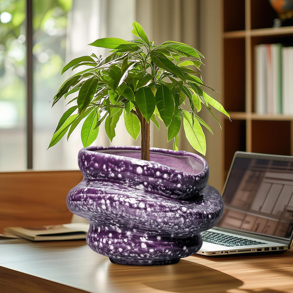 Ceramic Pots for Plants - 10.6 Inch Ceramic Plant Pots Indoor with Drainage Hole, Unique Planters for Indoor Outdoor