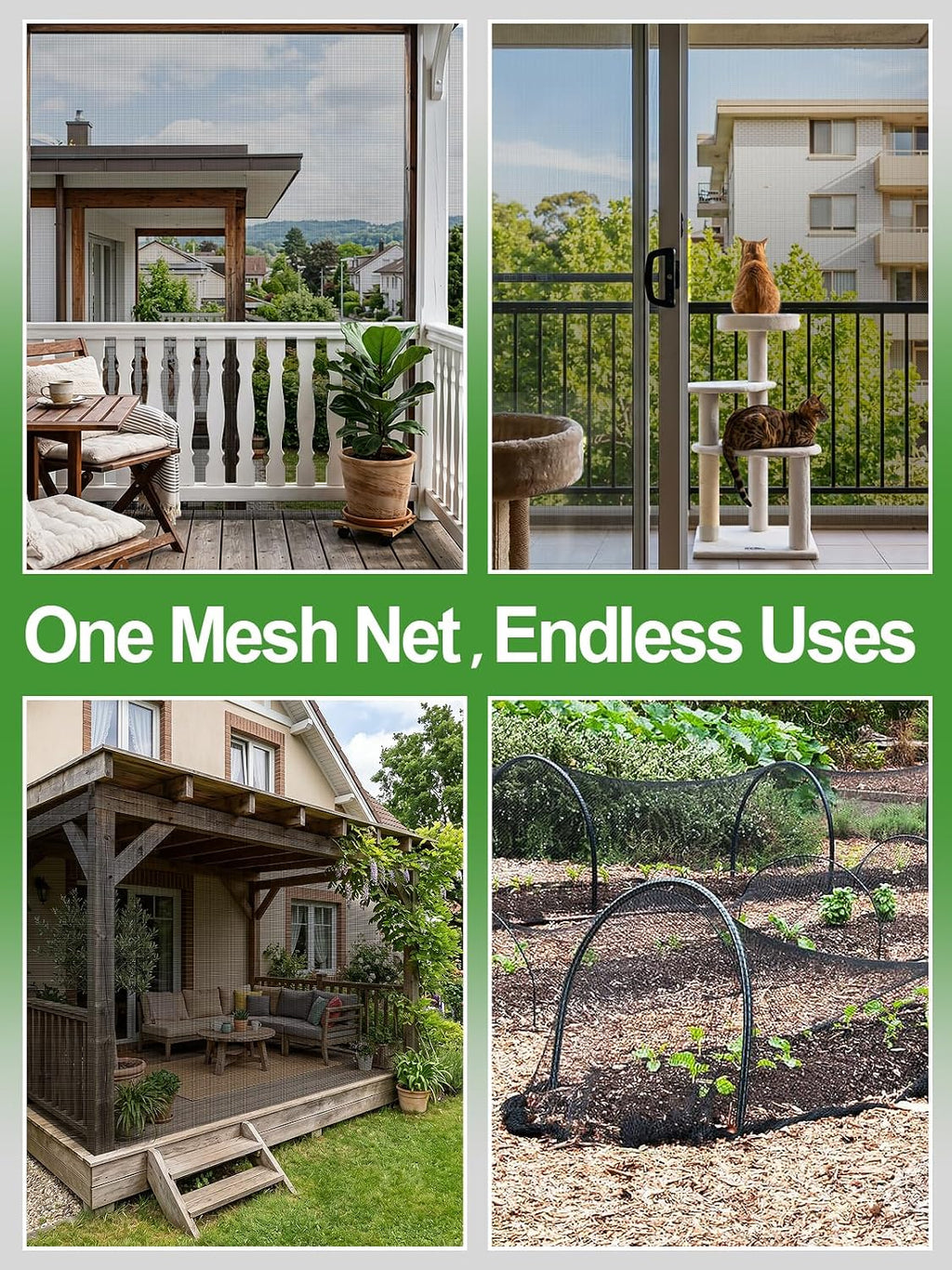 10x20ft Strong PP Nanocomposite Mosquito Net Garden Netting, Black | Clear View, Ultra-fine Mesh, Tear-resistant, Bird
