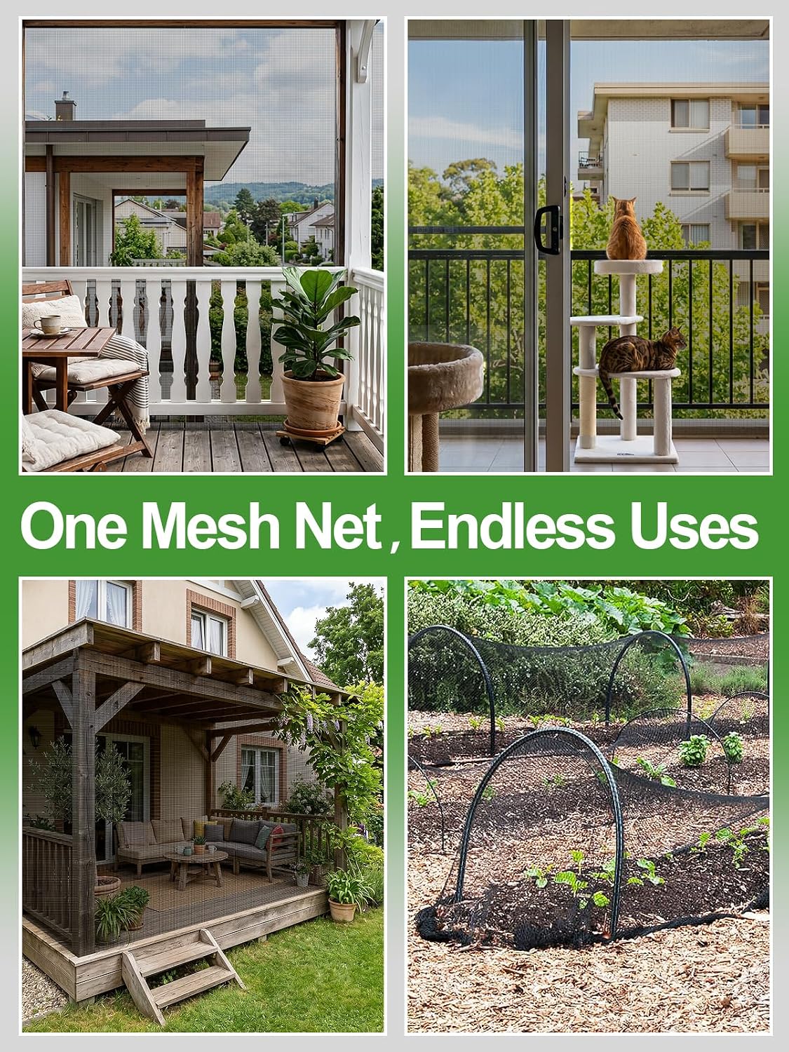 10x20ft Strong PP Nanocomposite Mosquito Net Garden Netting, Black | Clear View, Ultra-fine Mesh, Tear-resistant, Bird