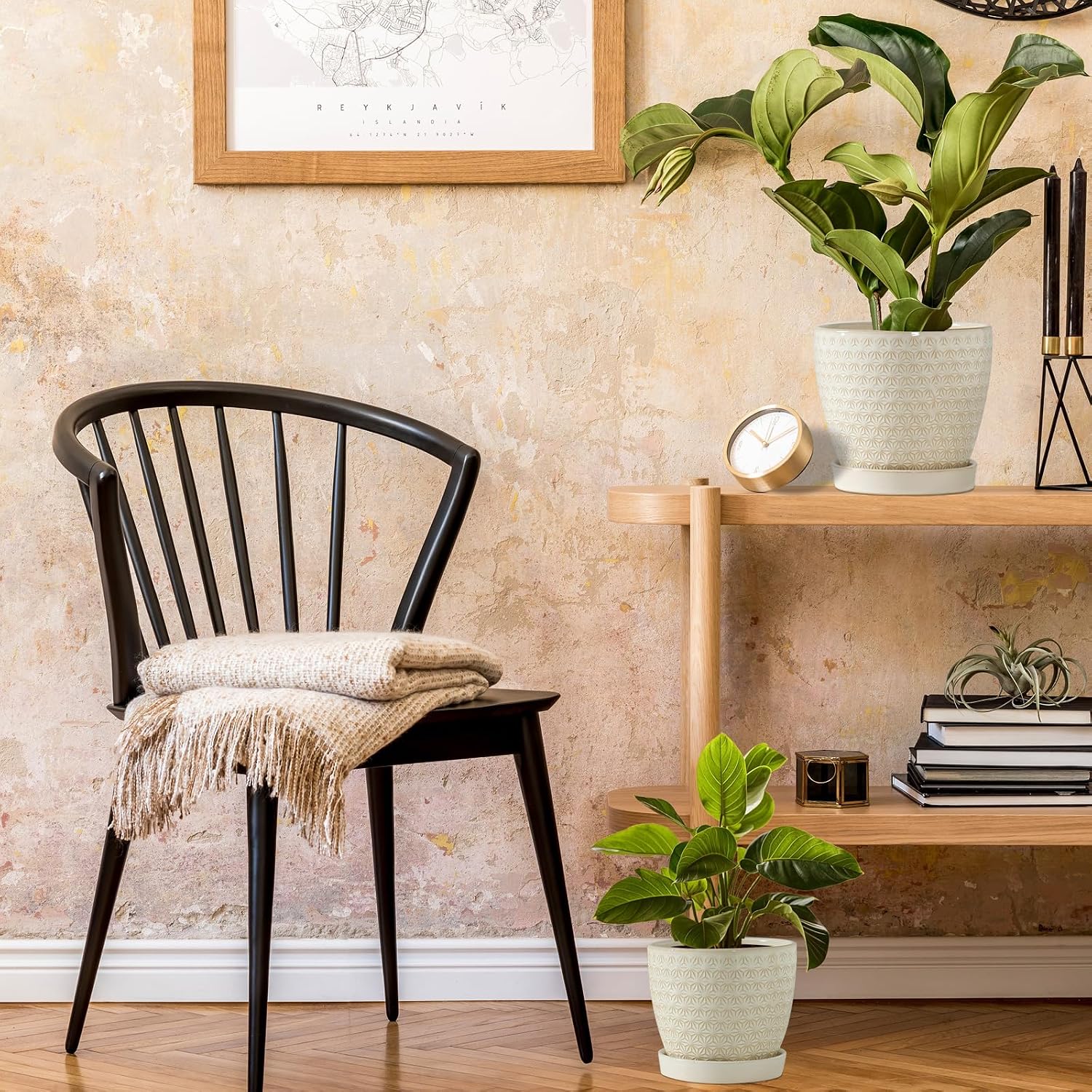 Plant Pots, Flower Pots, Planters for Indoor Plants(6.5+5.5inch), Flower Pots for Indoor Plant with Drainage Hole and