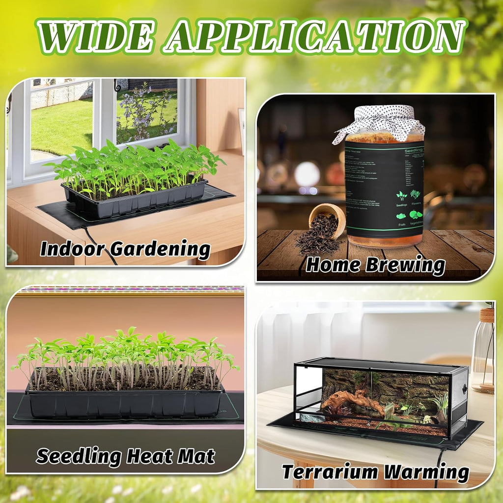 4 PCS Durable Seedling Heat Mat for Plants - 10'' x 20.5'' Bulk Seed Starting Heating Mat for Indoor Grarden