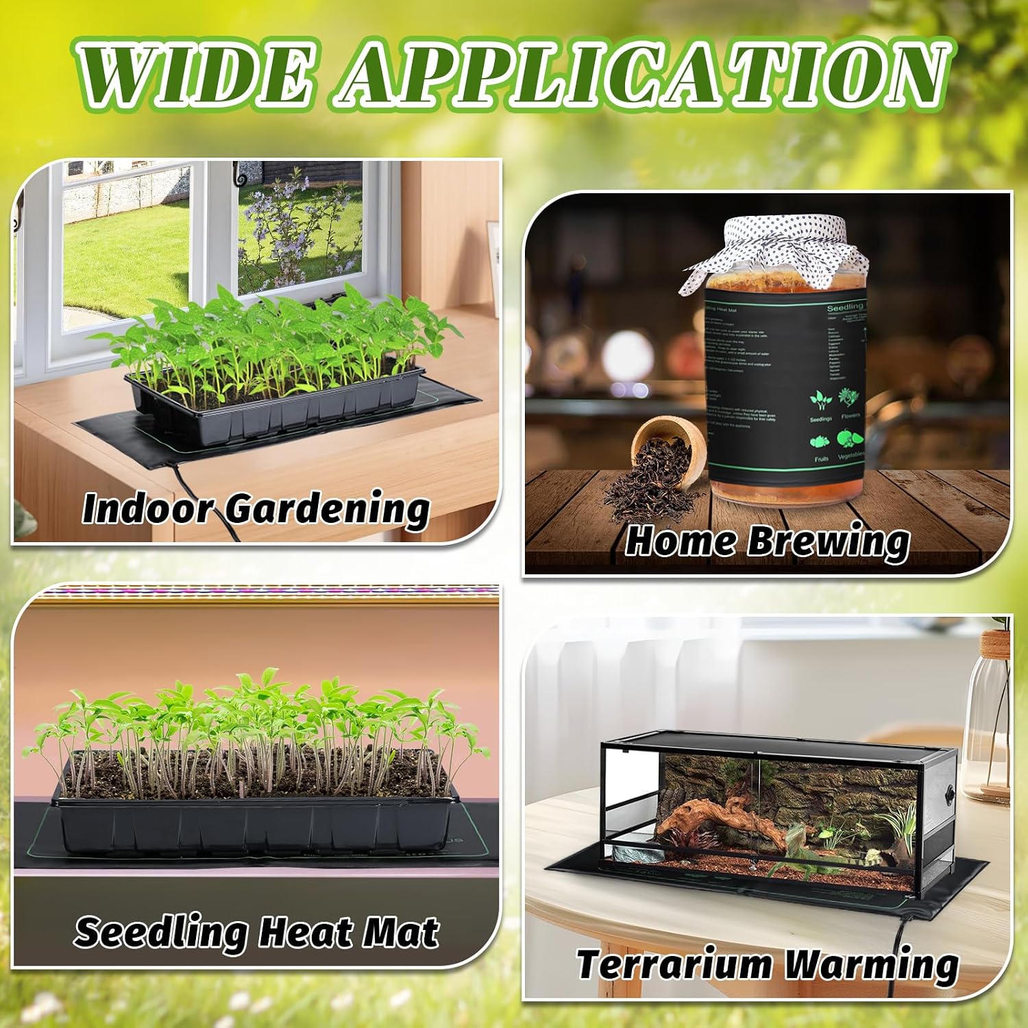 4 PCS Durable Seedling Heat Mat for Plants - 10'' x 20.5'' Bulk Seed Starting Heating Mat for Indoor Grarden