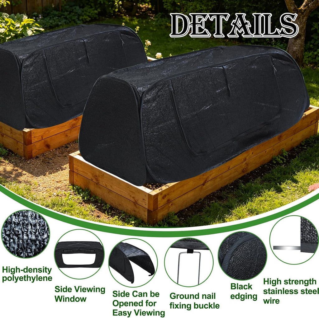 Wenfan Pop Up Plant Cover for Raised Bed, 47"X21"X18" Foldable Garden Cover Sun Shade Cloth UV Resistant Garden Bed