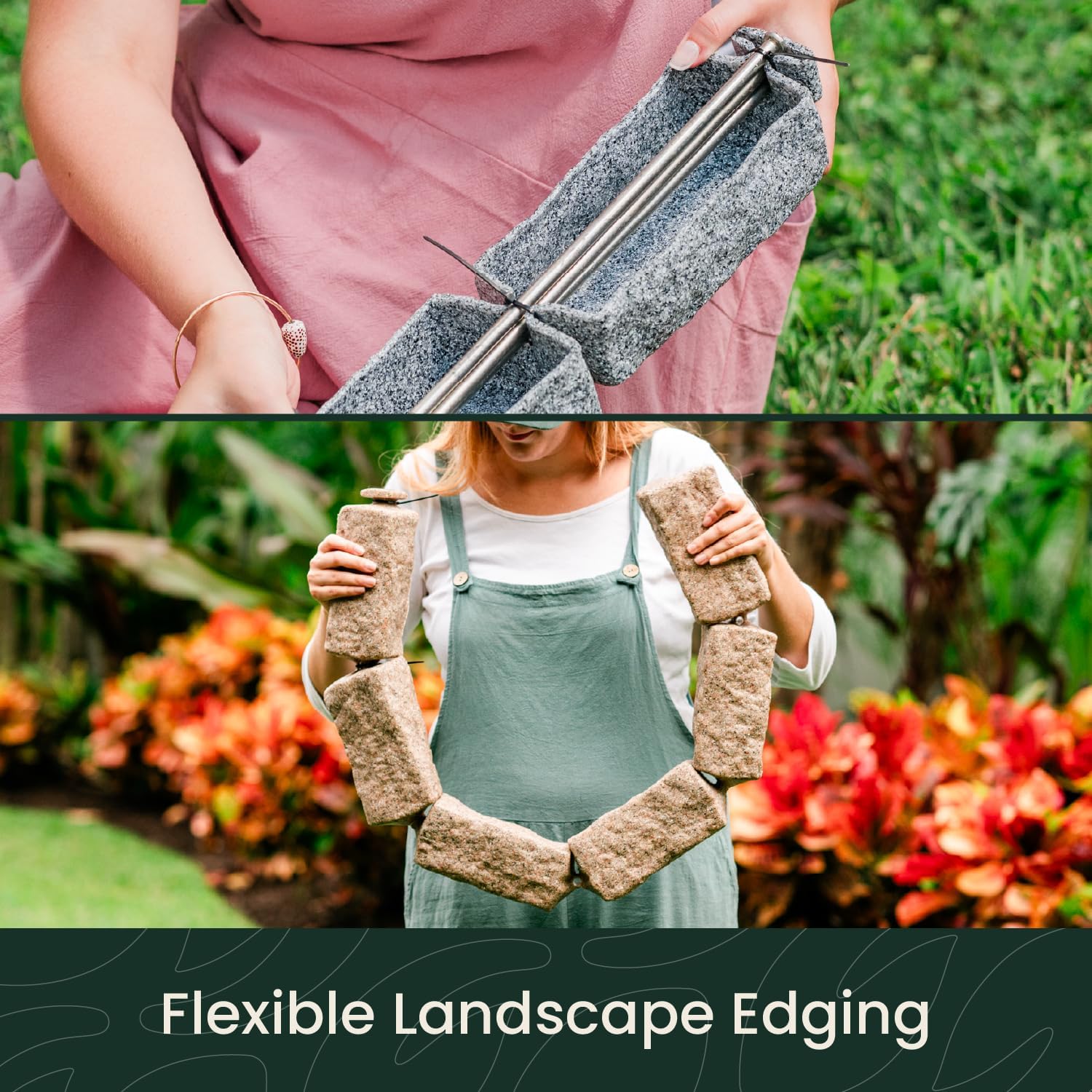 Landscape Edging | Garden Edging Border | Polyrock Bricks for Lawn Edging, Flower beds, Pathways & Yard Edging– 1 Pack
