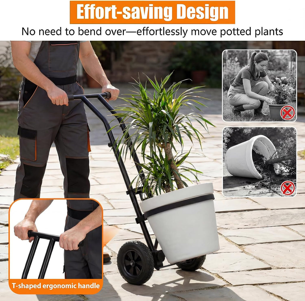 Heavy Duty Plant Caddy with Wheels, 175Lbs Adjustable Plant Dolly Cart with Grab Arm/Suction Cups/Strap, Dual