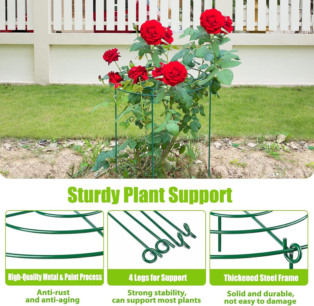 4 Pack Large Peony Cages and Supports, 14" D x 24" H Metal Plant Supports | Heavy Duty Metal Peony Support Cage Flower