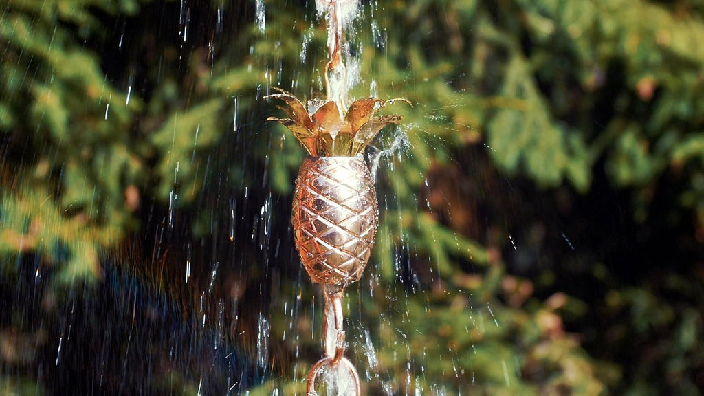 Good Directions 100% Pure Copper Pineapple Rain Chain, 8-1/2 Feet Long, Artistically Designed, Replaces Gutter Downspout