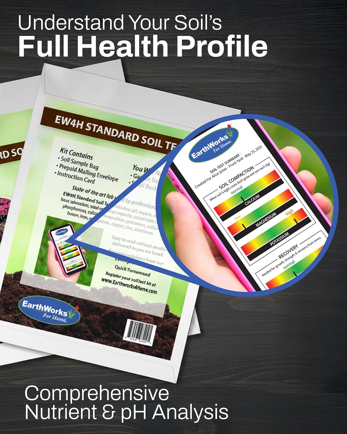 Soil Test Kit, pH and Nutrient Lab Analysis, 1 kit | Complete Analysis, Mail-in Sample for Fast Results, Ideal for