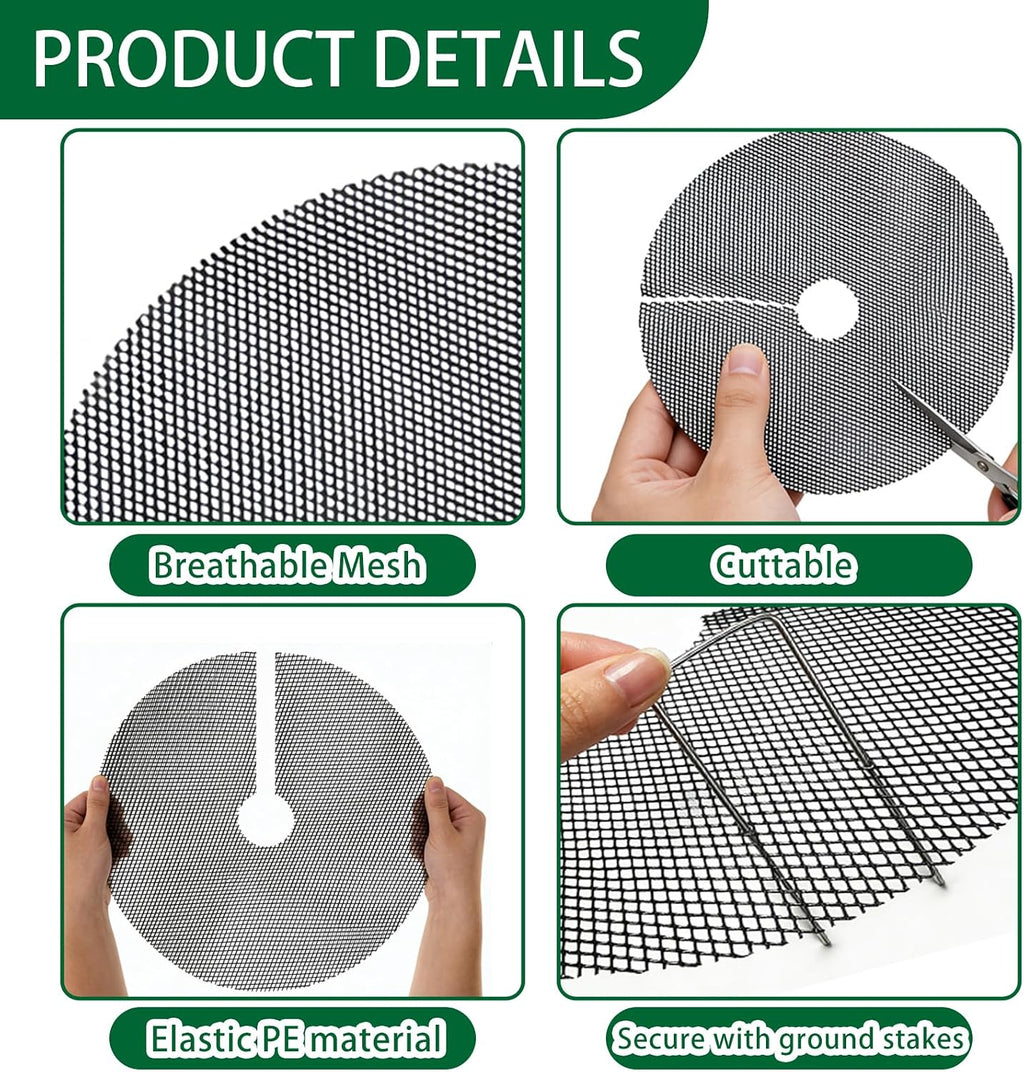 12Pcs Plant Pot Grids, 11.8 Inch Cuttable Plant Pot Soil Covers Protectors with 30 Metal Nails, Protector from Cats