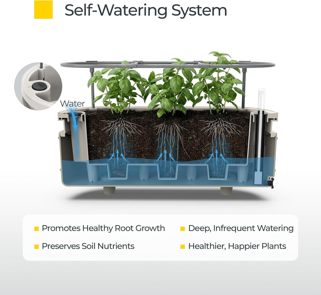Permasteel Herb Garden Planter with Trellis Support, Self-Watering System with Water Level Indicator, Fits Multiple