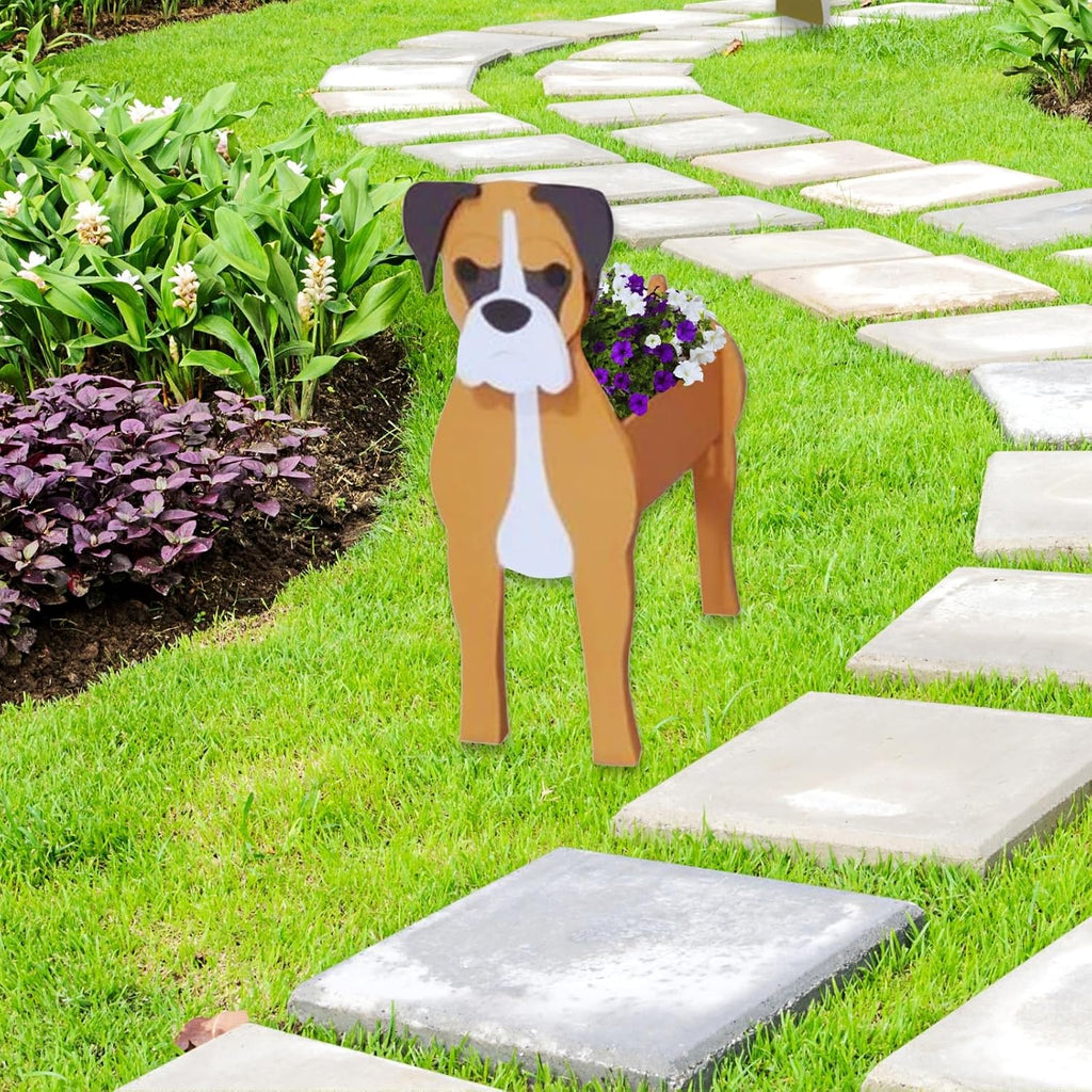 Boxer Dog Planter Pots, Animal Shaped Flower Pot | Cute Plant Gift for Women and Pet Lovers, Indoor Outdoor Garden Home
