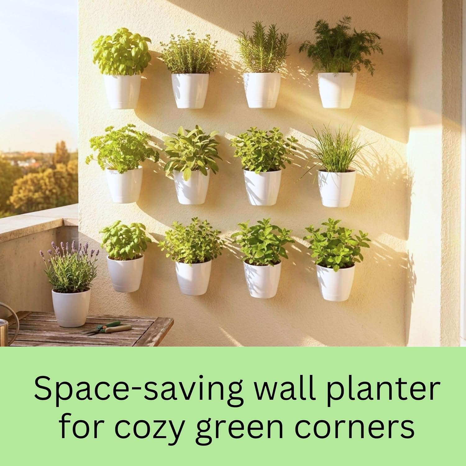LaLaGreen Wall Planter for Indoor Plants (5in, 10 Pack) White Self-Watering | Wall Mounted Living Hanging Eco Wall