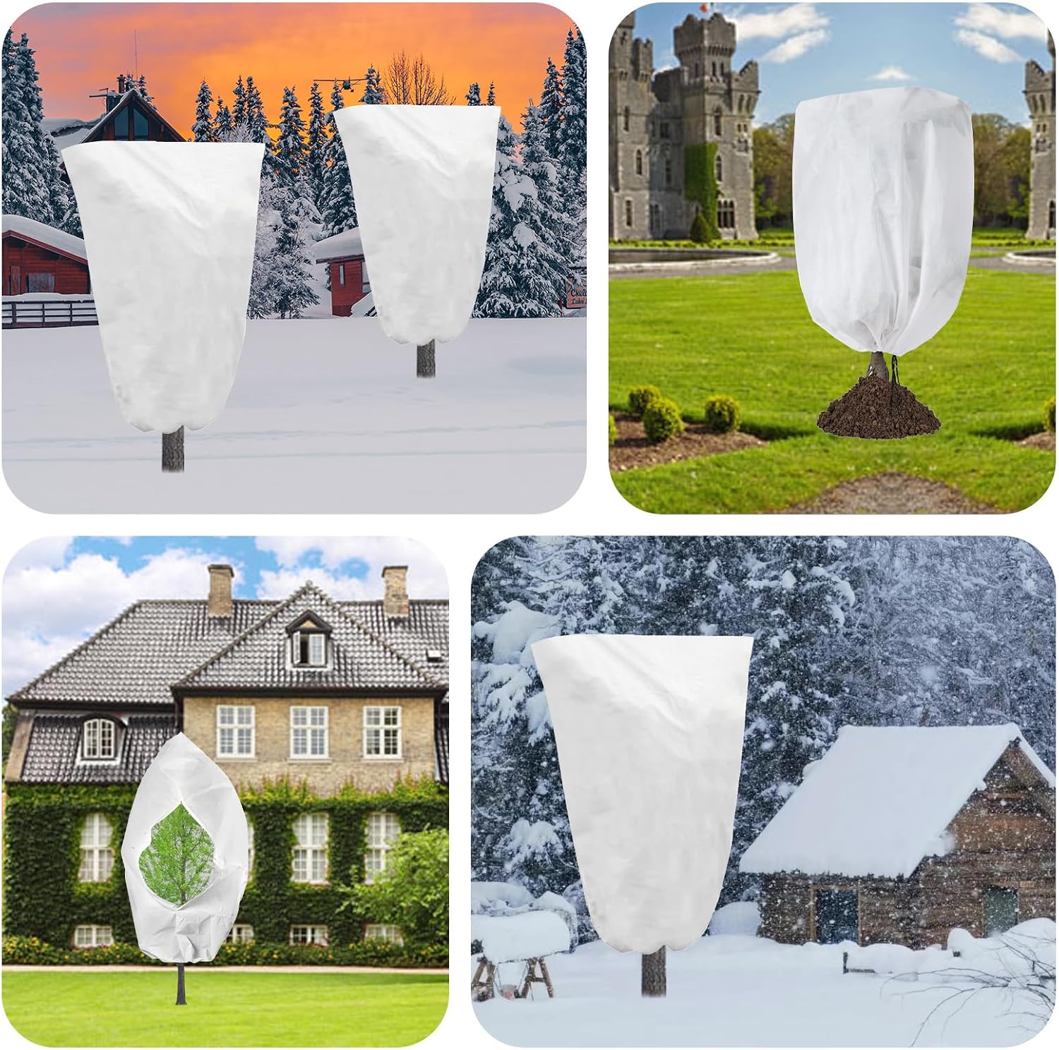 3Pack 48"x72" Plant Covers Freeze Protection, 2.92 oz/yd² Thickened Frost Cloths for Outdoor Plants, Tree Blanket