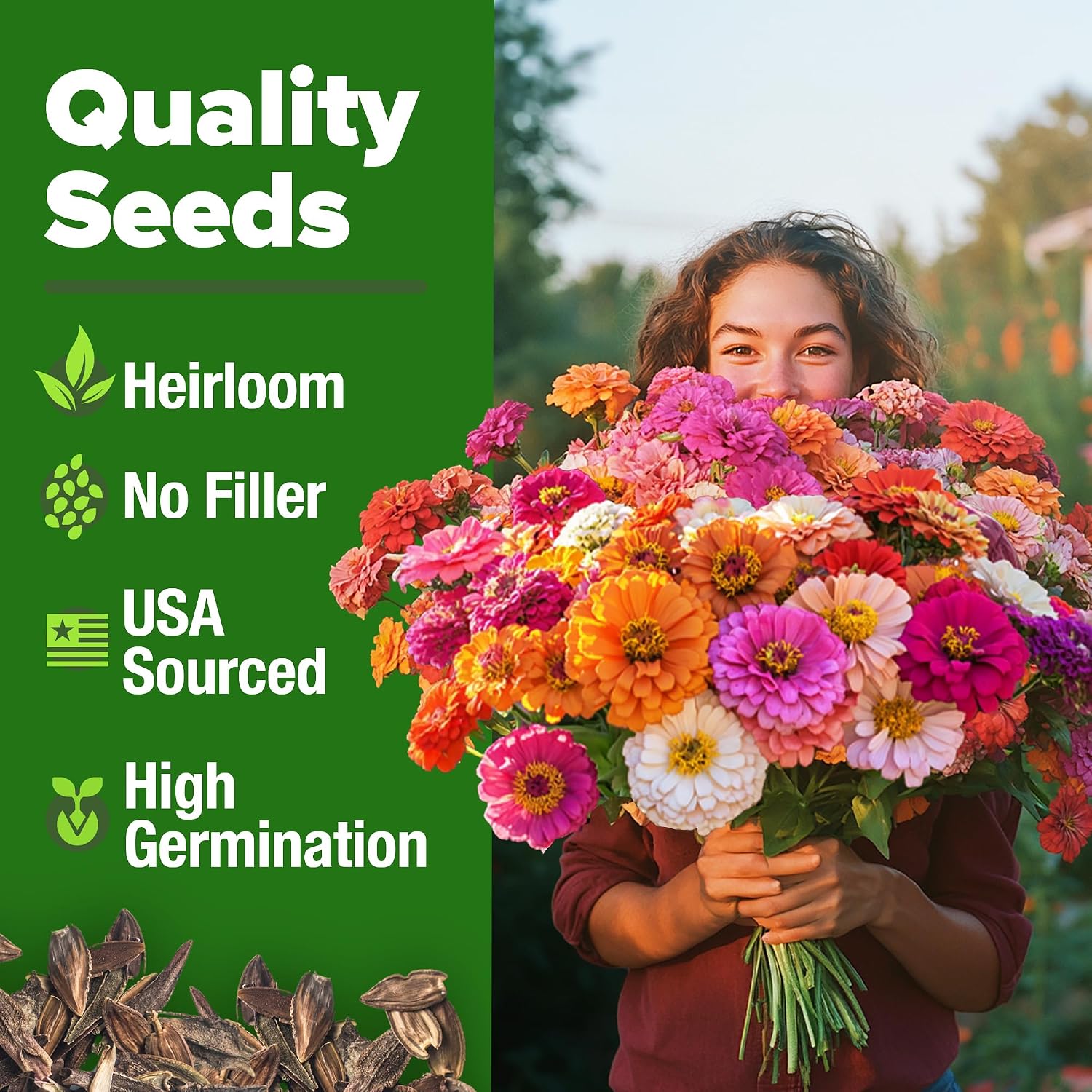 HOME GROWN Zinnia Seeds for 2026 - California Giant Mix - 14,600+ (4 oz) Plant Wildflower Blooms Bulk Seeds for