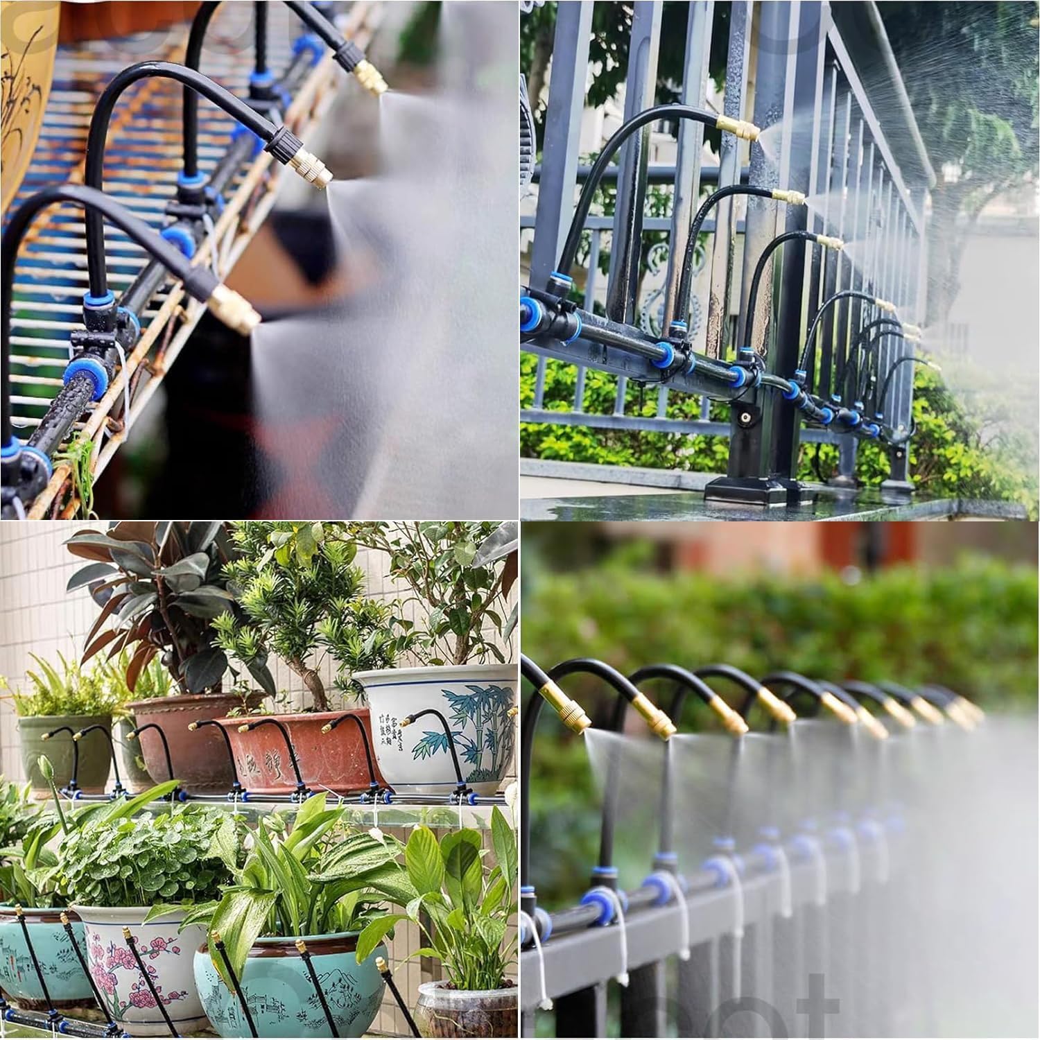 Automatic Greenhouse Drip Irrigation Kit – 20 Brass 360° Adjustable Nozzles, 65FT 1/2" Tubing & Misting System – Easy