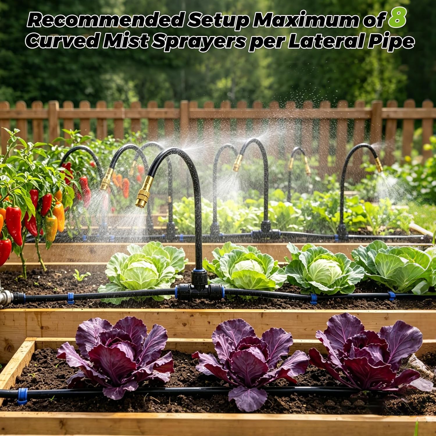 200 Ft 1/4 Inch Drip Irrigation System with 32 Copper Nozzles | Complete watering kit includes 32 adjustable copper