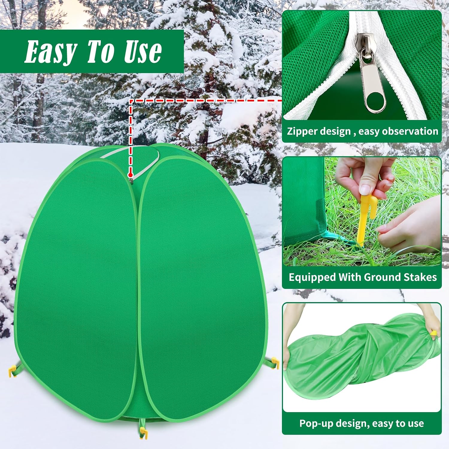 2 Pack Pop Up Winter Plant Covers, 28x28x33 Freeze Protection Shrub Covers | Shrub Covers for Winter, Frost Freeze