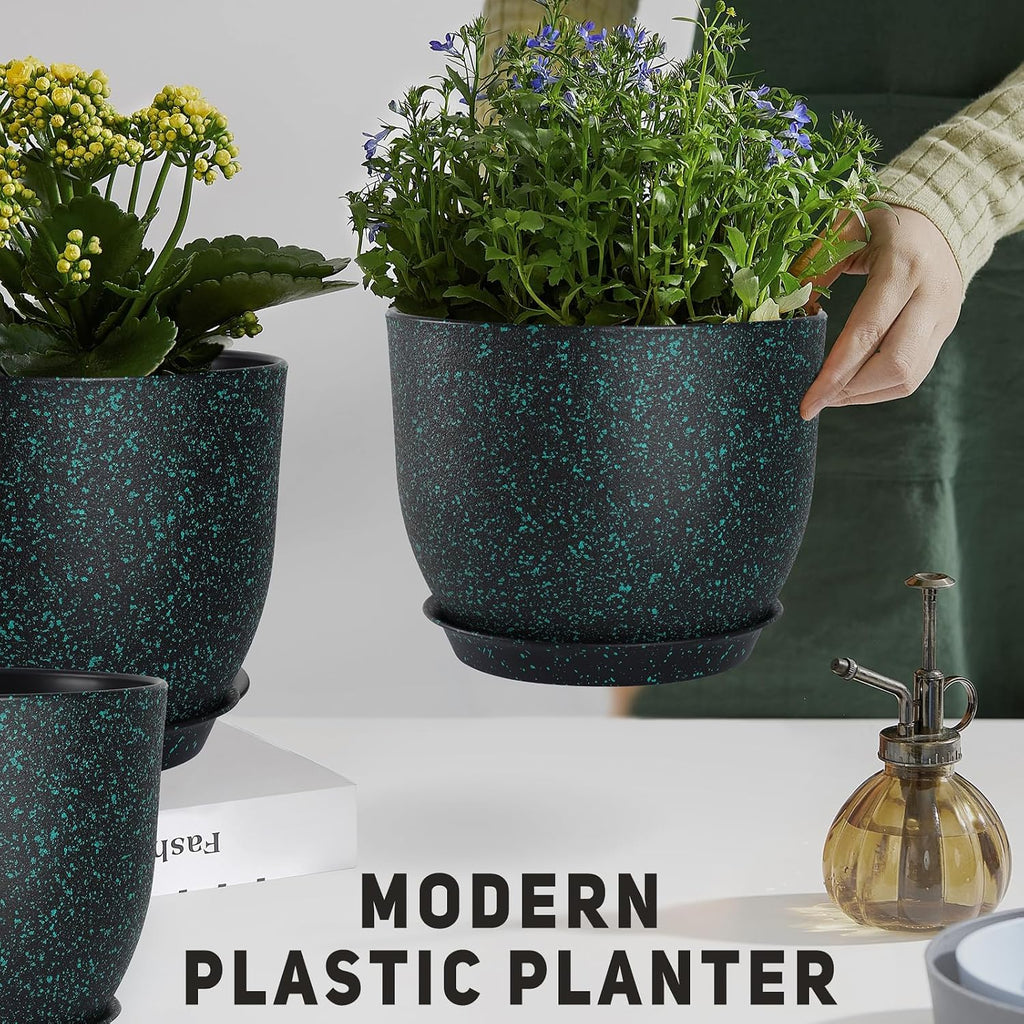 YNNICO Plant Pots 10/9/8/7.5/7 inch Set of 5,Flower Pots with Multi Mesh Drainage Holes, Large Planters for Indoor