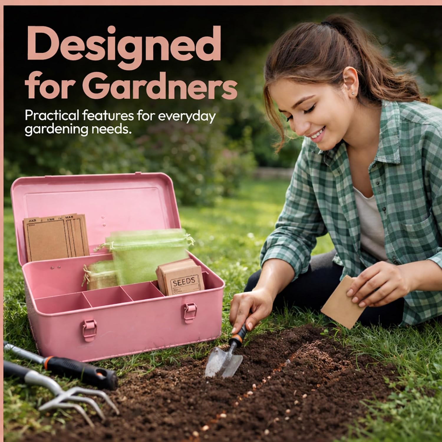 Seed Storage Organizer - Metal Garden Seed Storage Organization System for 50-100+ Seed Packets, Includes Envelopes &