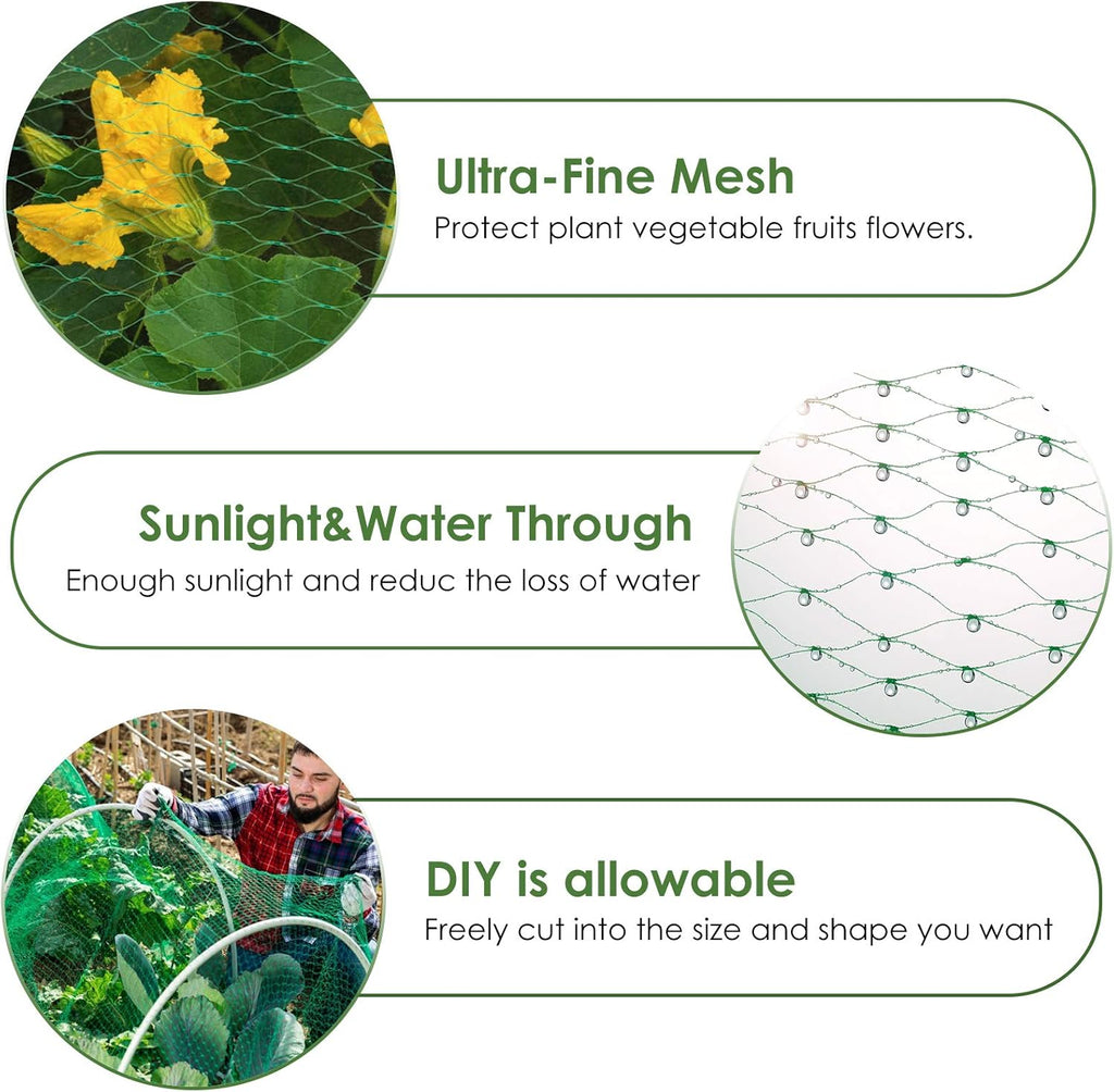 13X130FTRuolan Bird Netting for Garden Protect Vegetable Plants and Fruit Trees,Plastic Trellis Netting for Birds