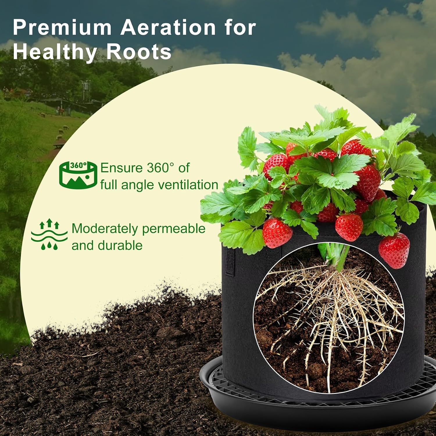 Self Watering Fabric Pot Base 14 inch, Auto Pots Fit for 5 Gallon Grow Bags | Auto Watering Plant Saucer for Fabric