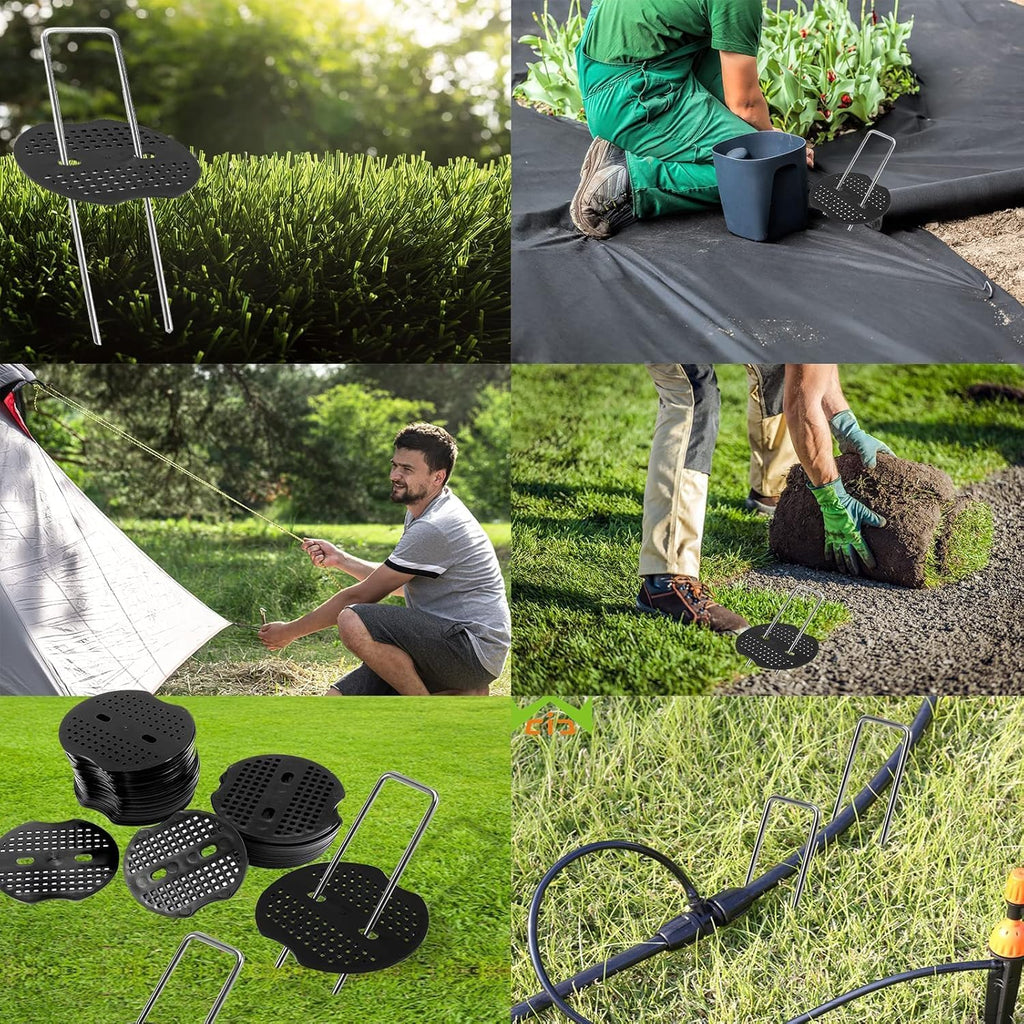 100 Pack Landscape Staples, 6" 8 Gauge Galvanized Steel Garden Stakes,Landscape Pins Turf Staples for Securing Weed