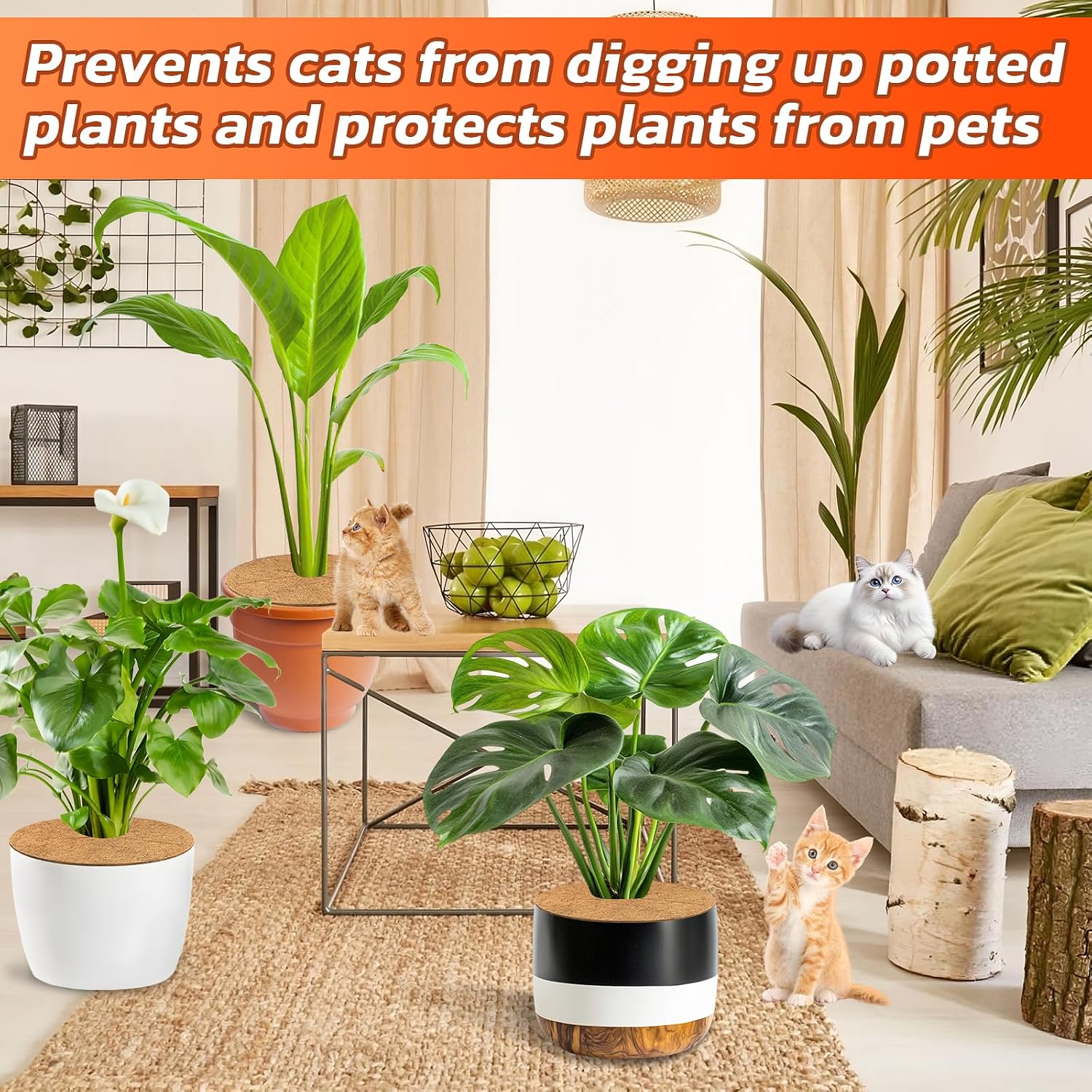 4 Pack Coconut Fiber Mulch Ring Tree Plant Protector Mat, 30 Inch | Natural Coco Coir Tree Mulch Ring Plant Pot Soil