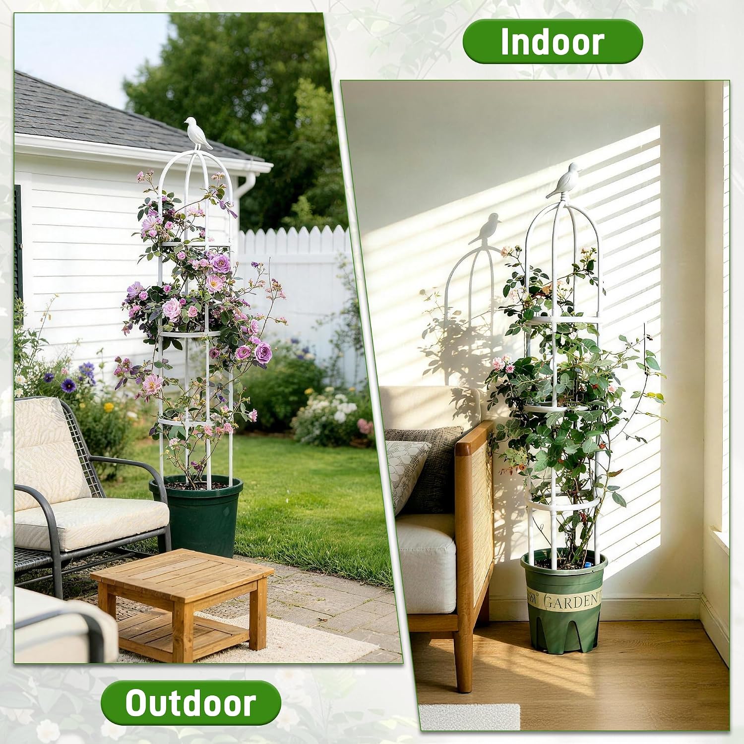 2 Pack Trellis for Climbing Planting Outdoor, 6ft Plant Trellis-Rustproof Metal Pipe with Heavy Duty Plastic Coated