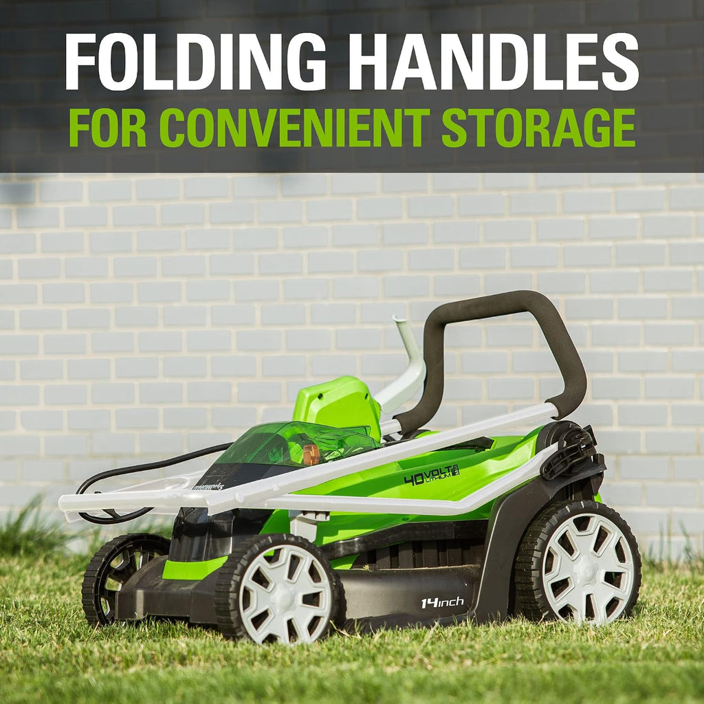 Greenworks 40V 14" Cordless (Push) Lawn Mower (75+ Compatible Tools), 4.0Ah Battery and Charger Included