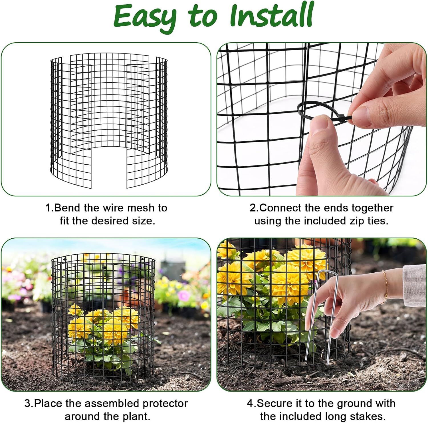 30 Pcs Plant Protectors from Animals, 16x12 Inch Large Metal Plant Cages Chicken Wire Cloche with Zip Ties and Stakes