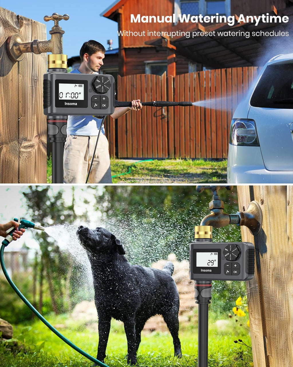 Sprinkler Timer with Brass Swivel, Programmable Water Timer for Outdoor Garden Hose, Hose Timers with Rain
