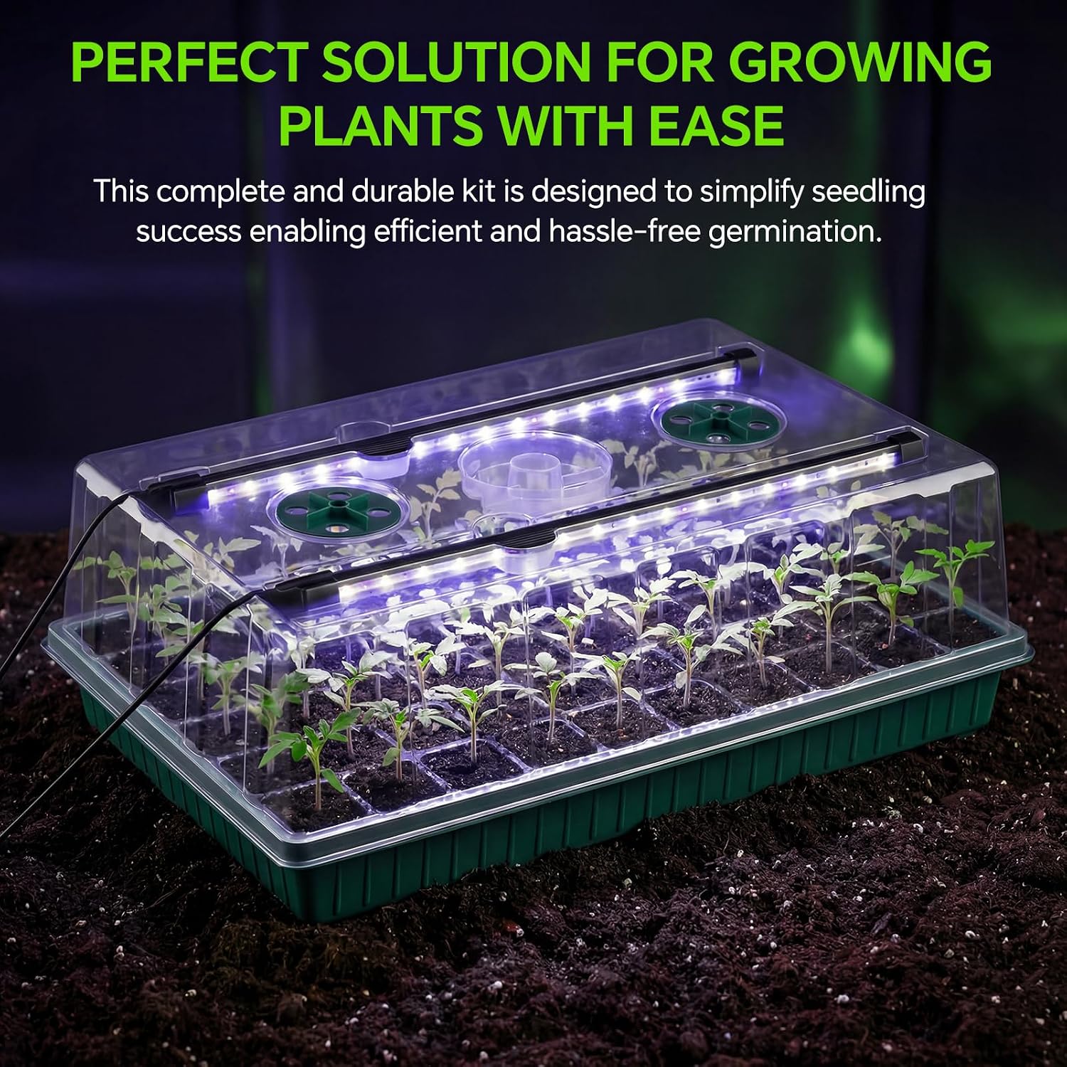 2 Pcks Seed Starter Tray 120 Cells Seed Starter Kit with Grow Light, Seed StartingTrays for Seed Seedling Planting