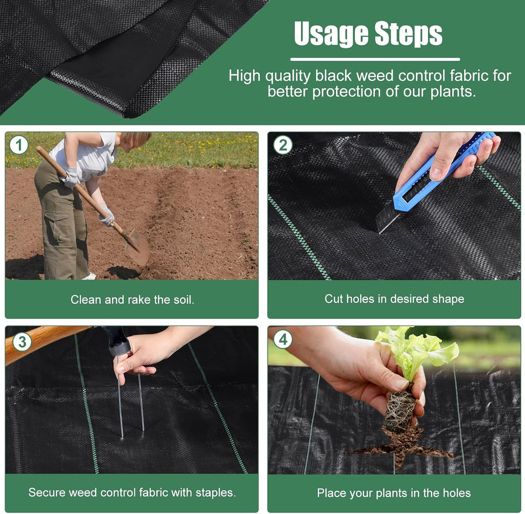 4 x 100FT Garden Weed Barrier Landscape Fabric Heavy Duty Weed Fabric Barrier Premium Garden Ground Cover Weed Control