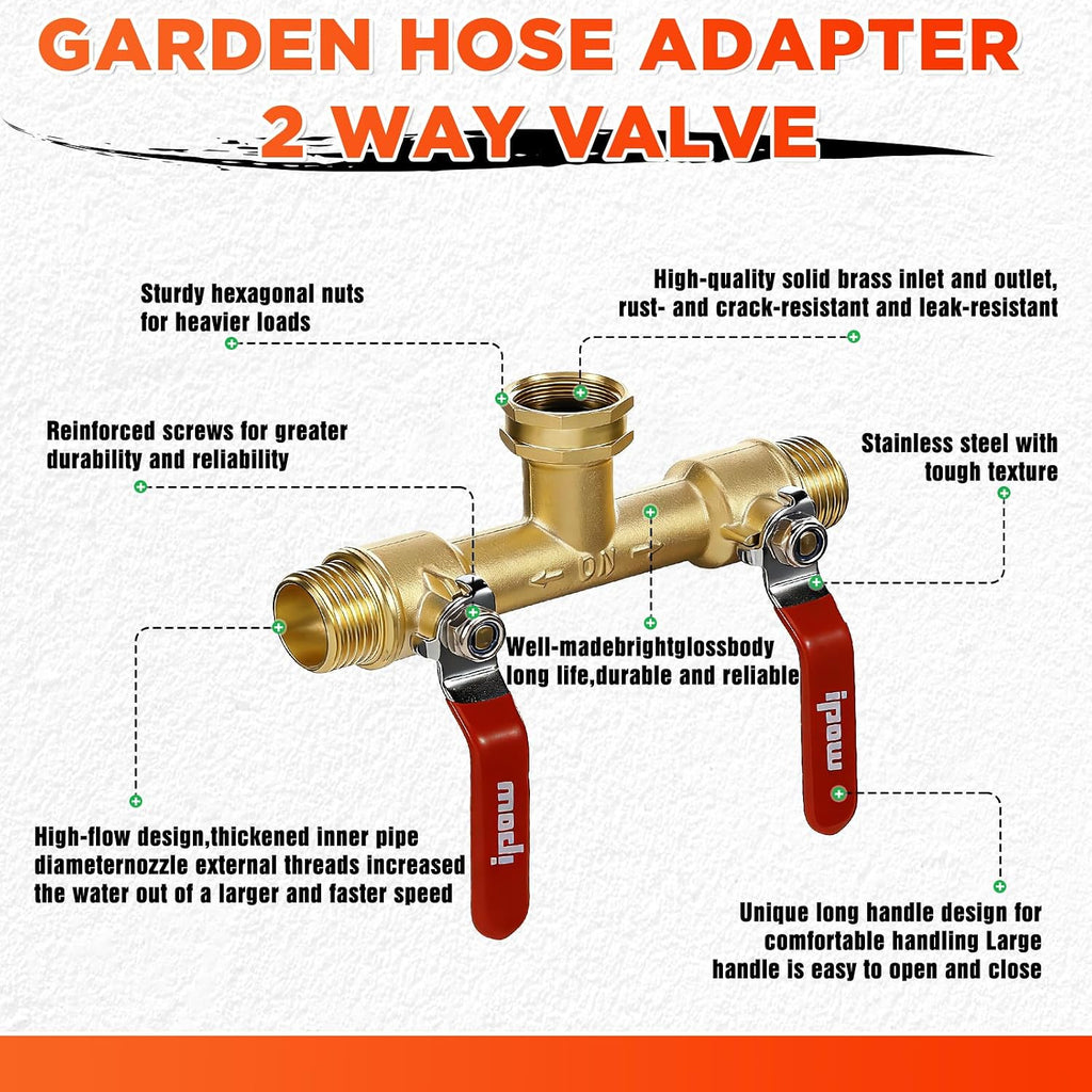 Garden Hose Splitter 2026 Upgrade Full Flow Garden Hose Splitter Heavy Duty Outdoor Faucet Splitter Brass Rust and