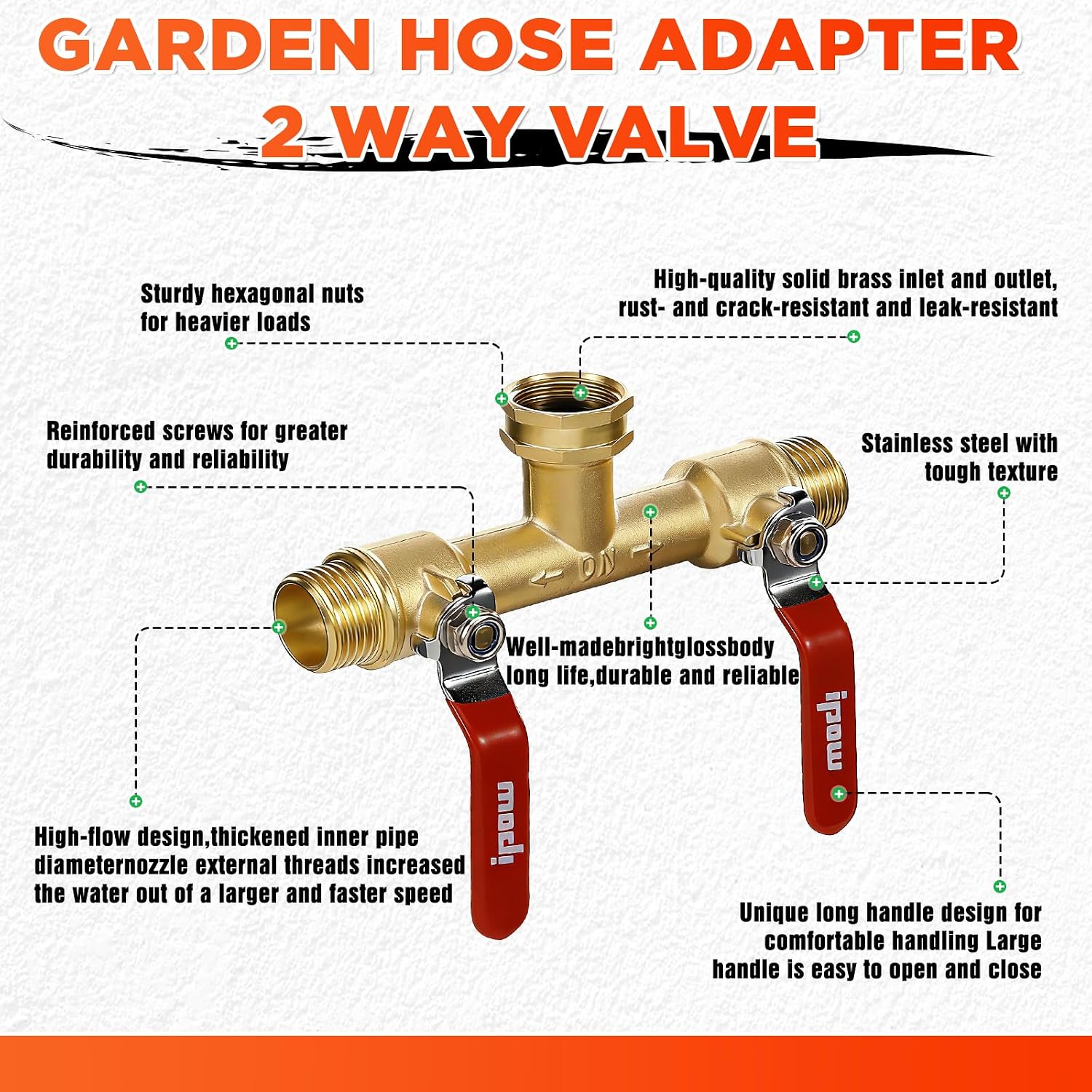 Garden Hose Splitter 2026 Upgrade Full Flow Garden Hose Splitter Heavy Duty Outdoor Faucet Splitter Brass Rust and