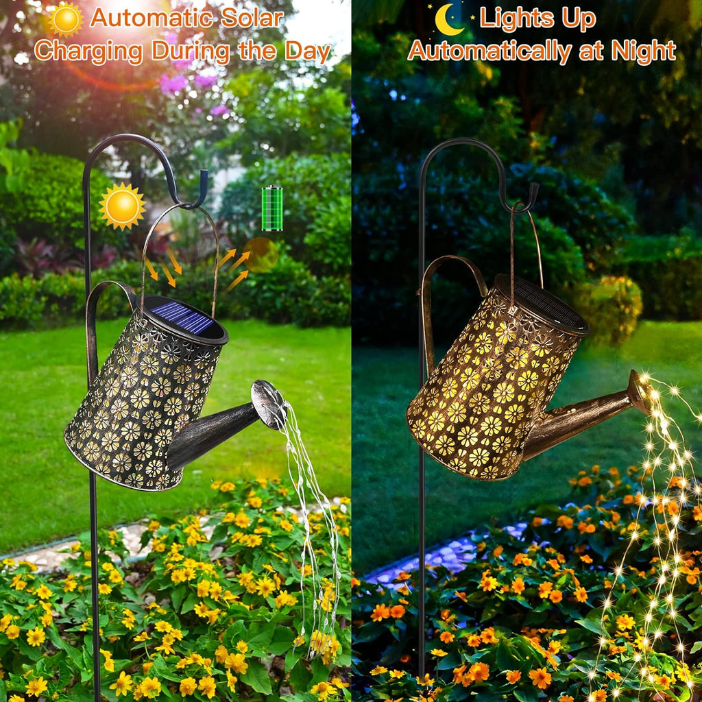Solar Watering Can with Lights,Solar Outdoor Garden Decor Waterproof Large Hanging Lantern Landscape Lights Outside
