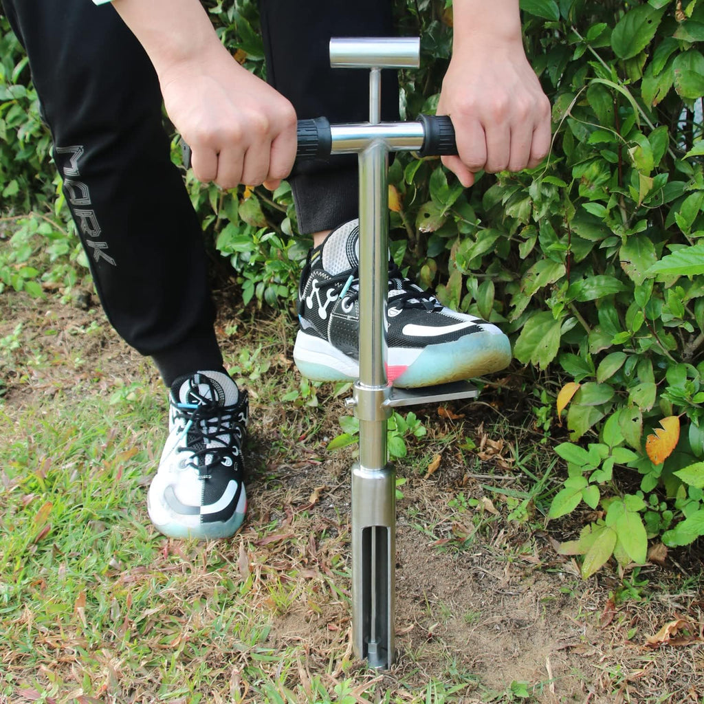 Soil Sample Probe 20” with Ejector and Foot Pedal,Soil Probe Stainless Steel T-Style Handle Soil Test Kit,Soil Probe