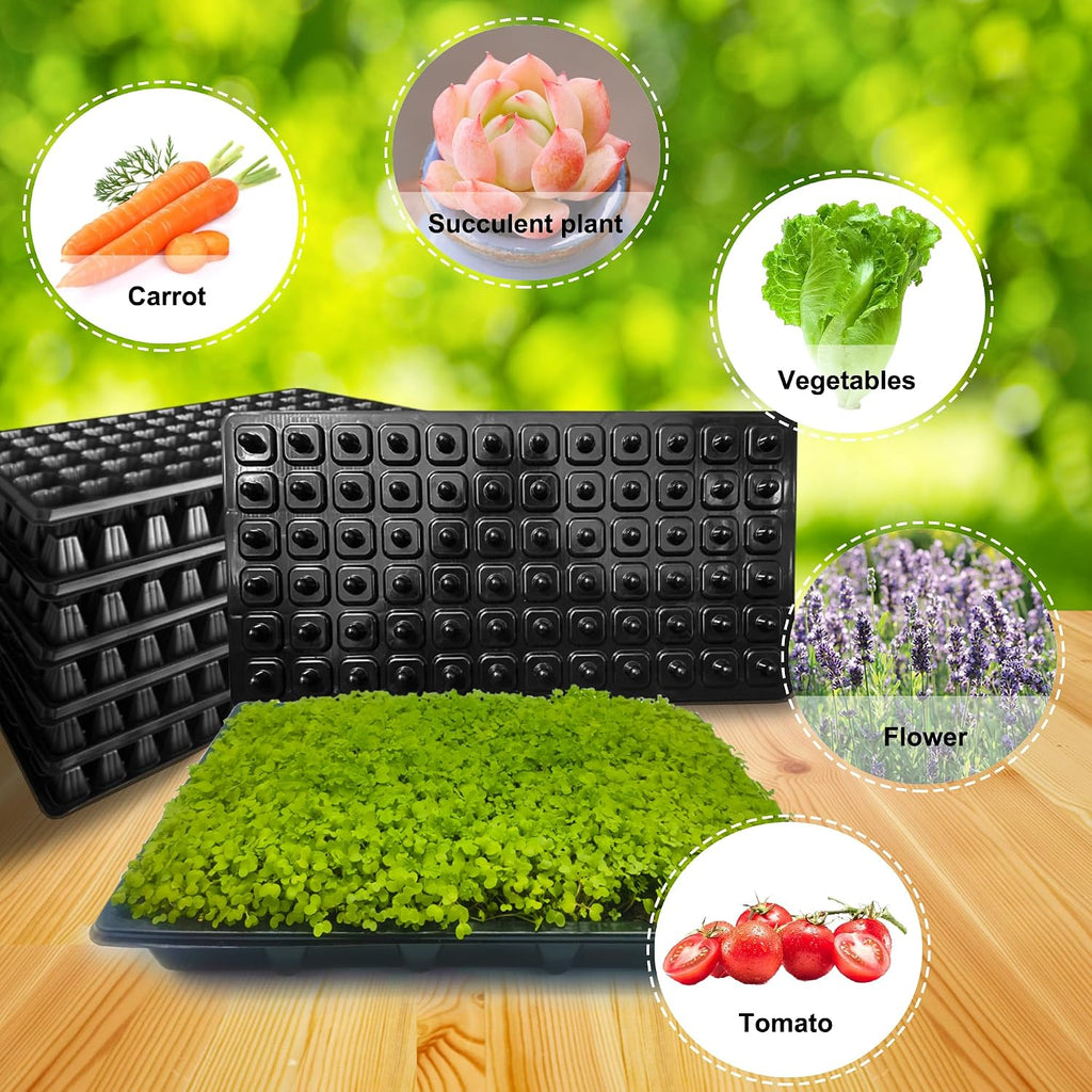 72 Cell Seed Starter Trays with Dibber – 20 Pack Reusable Seedling Trays for Germination Propagation, 72 Hole Soil